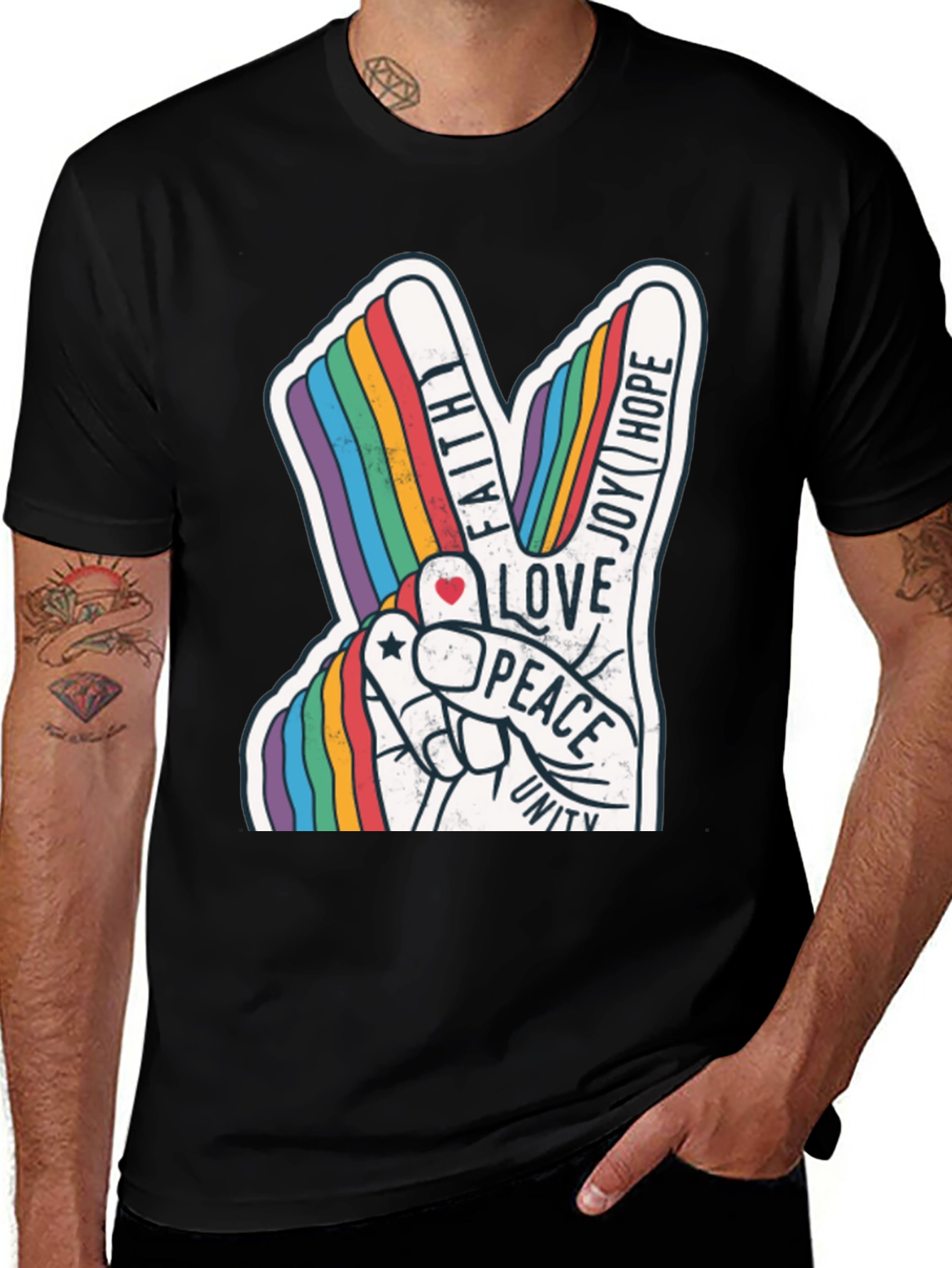 Variant 25 of Rainbow Peace Sign T-Shirt - Love, Hope, and Unity