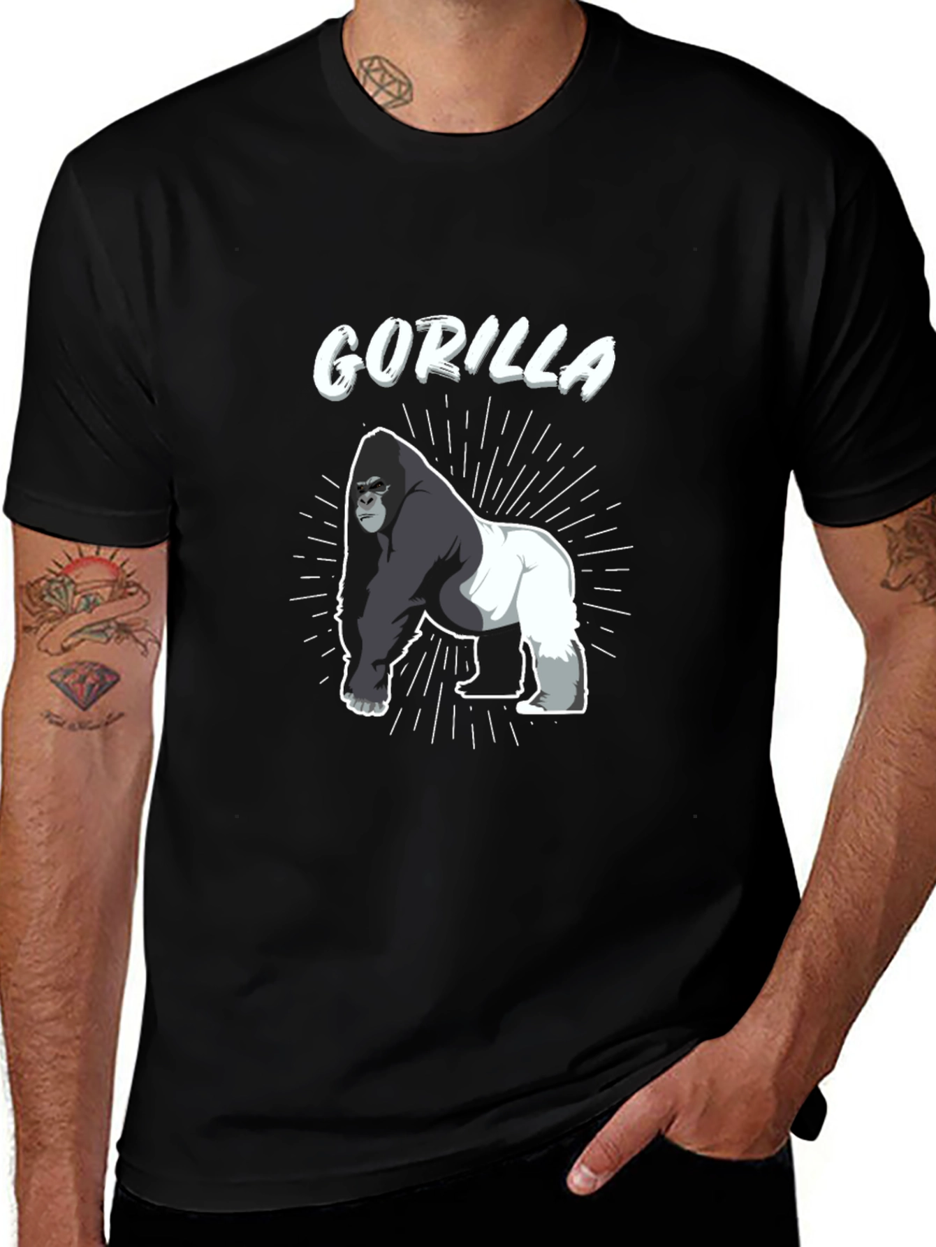 Variant 25 of Gorilla Graphic Tee - Men's Black T-Shirt
