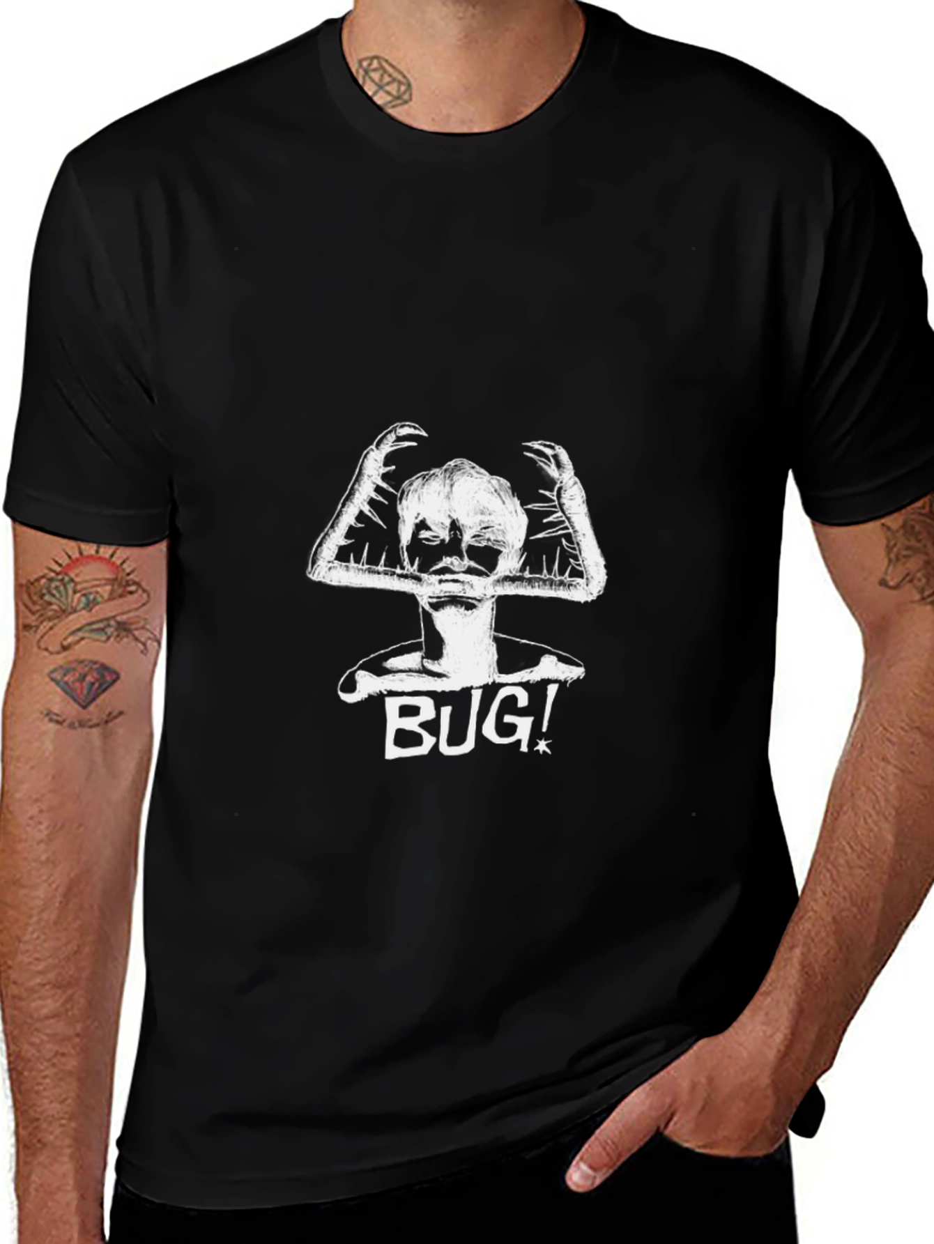 Variant 17 of Bug! Graphic Tee - Unisex Black Cotton T-Shirt