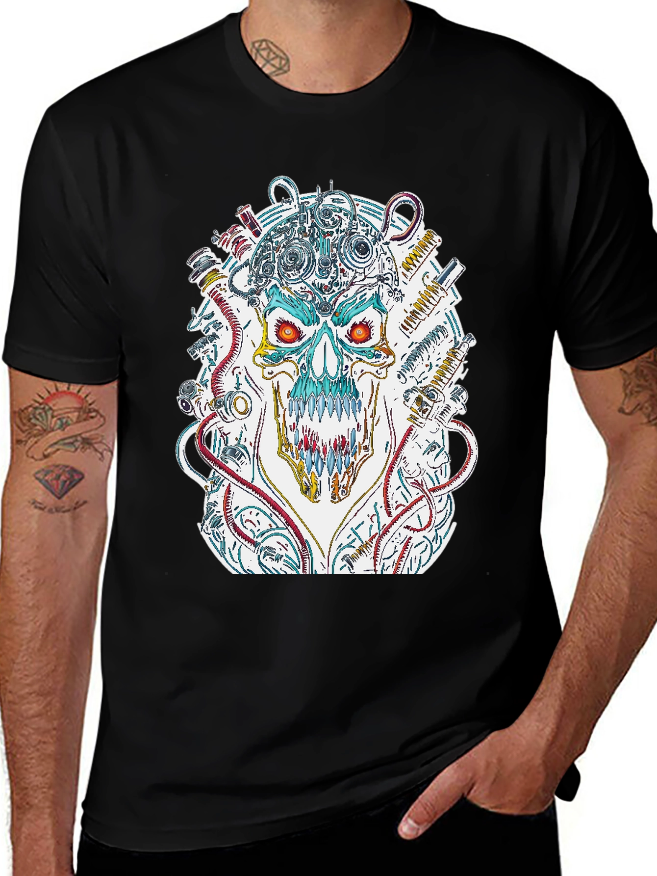 Variant 8 of Cyberpunk Skull Graphic Tee