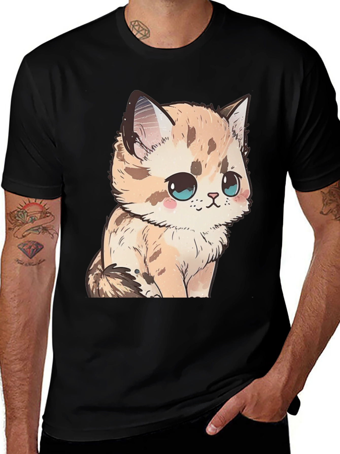 Variant 26 of Cute Kitten Graphic Tee - Soft Black Cotton Shirt