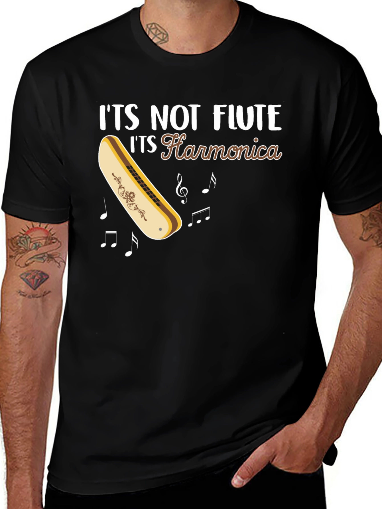 Variant 17 of It's Not Flute It's Harmonica Graphic Tee