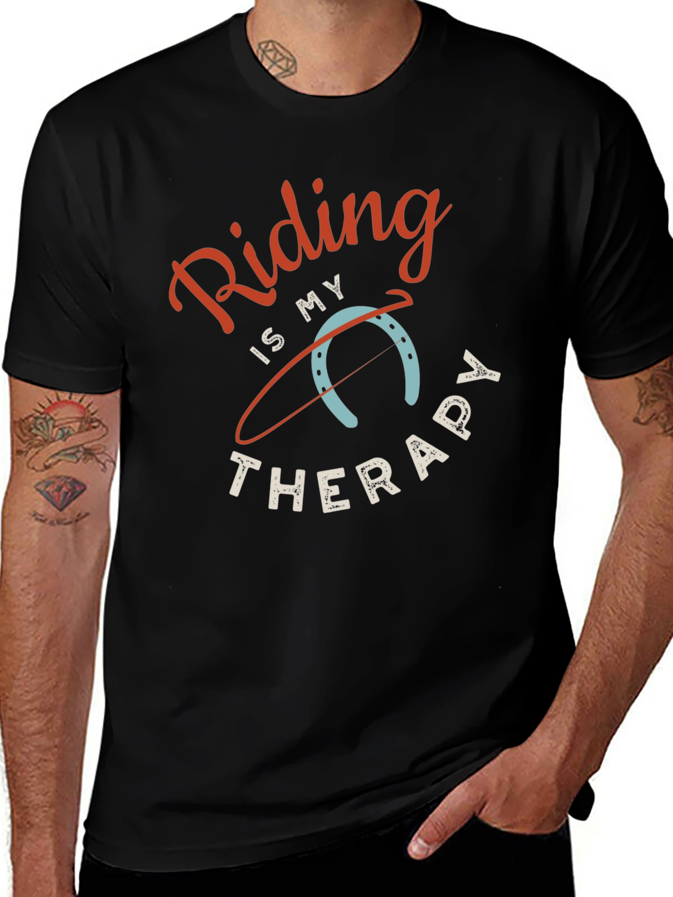 Variant 29 of Riding is My Therapy Black Graphic T-Shirt