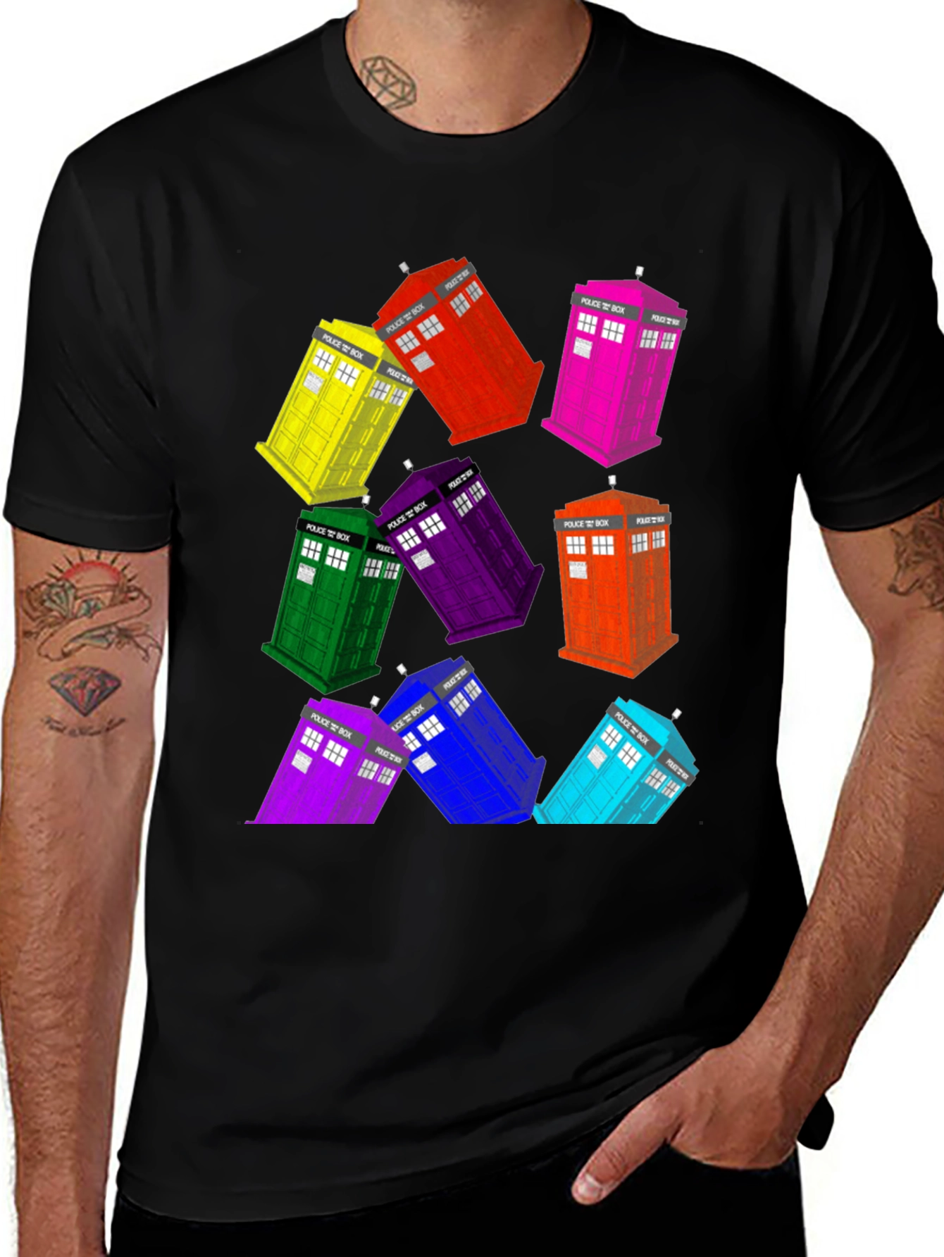 Doctor Who Tardis T-Shirt - Colorful Police Box Design