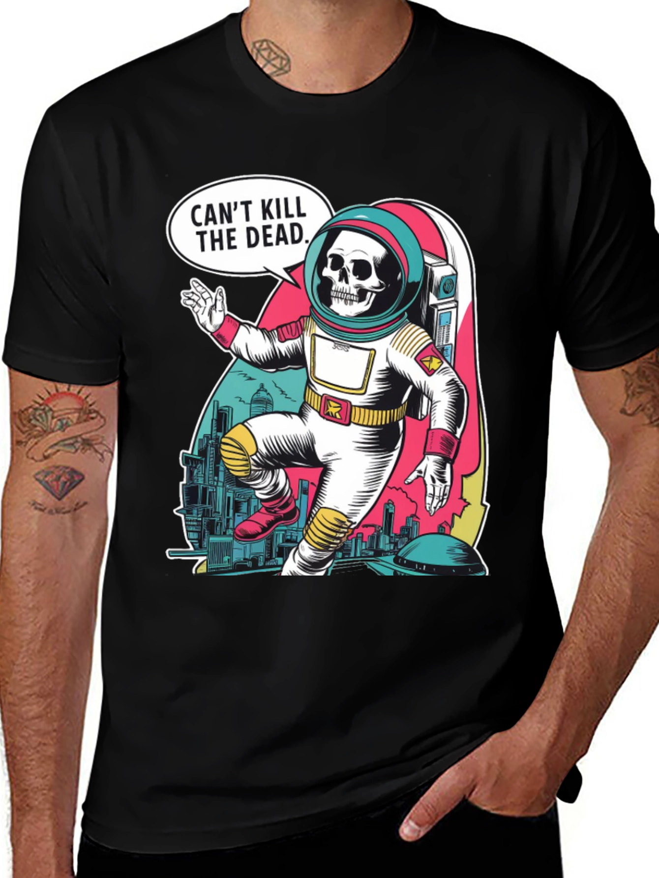 Variant 23 of Can't Kill the Dead T-Shirt, Astronaut Skeleton Design