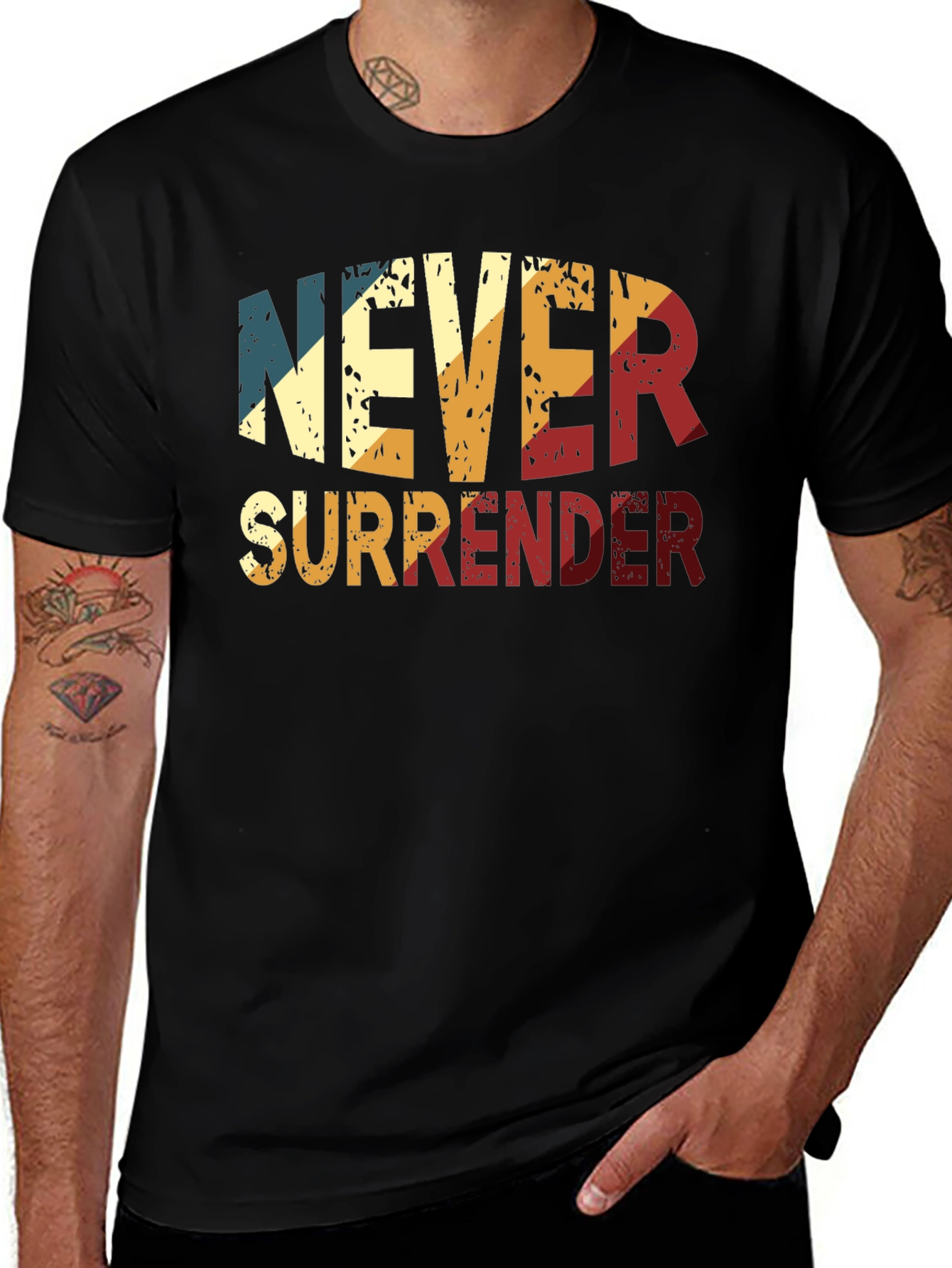 Variant 5 of Never Surrender Retro Style Graphic Tee