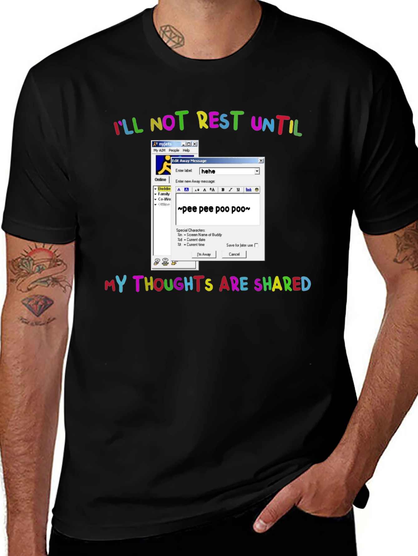 Variant 22 of I'll Not Rest Until Thoughts Shared Graphic Tee
