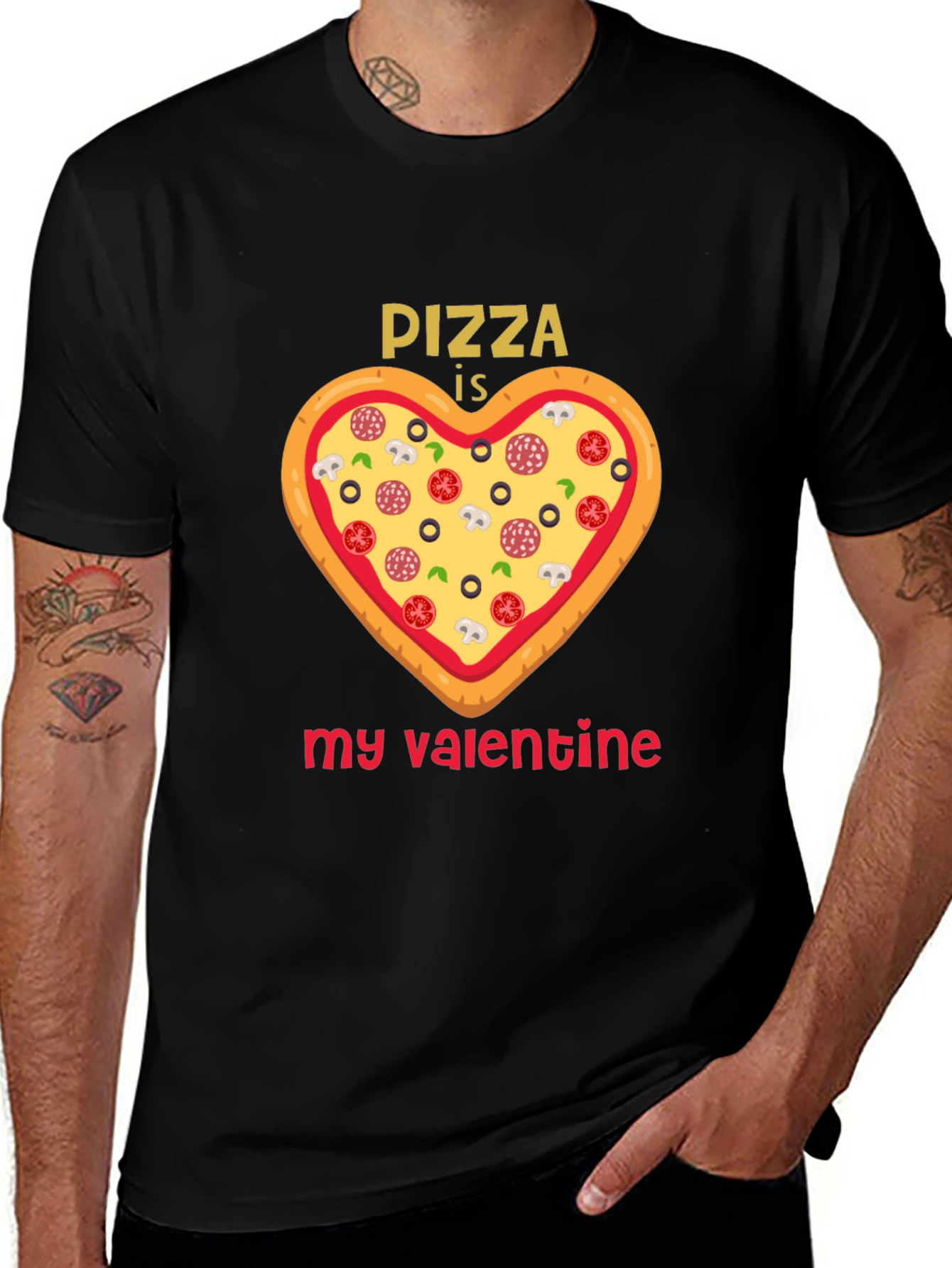 Black Pizza is My Valentine Graphic Tee main image