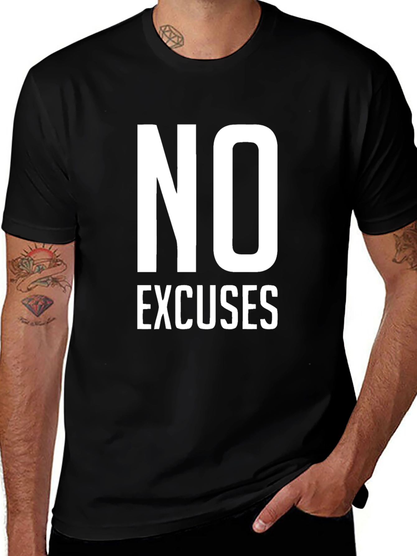 Black No Excuses Graphic Tee - Motivational Men's T-Shirt main image