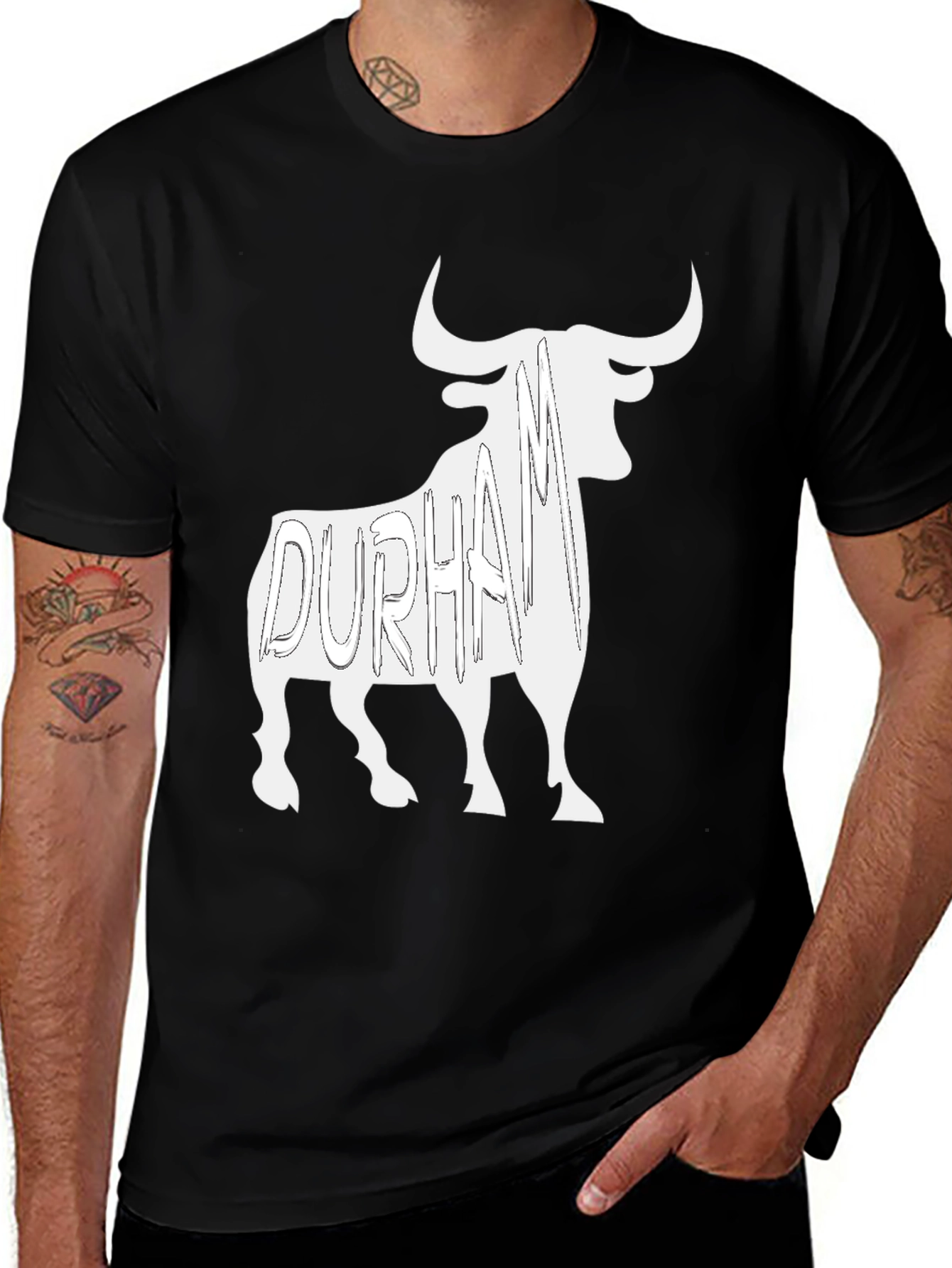 Variant 19 of Durham Bull Tee - Men's Black Graphic T-Shirt