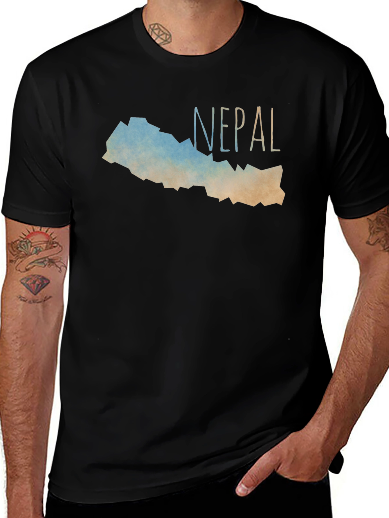 Variant 28 of Nepal Graphic Tee - Black