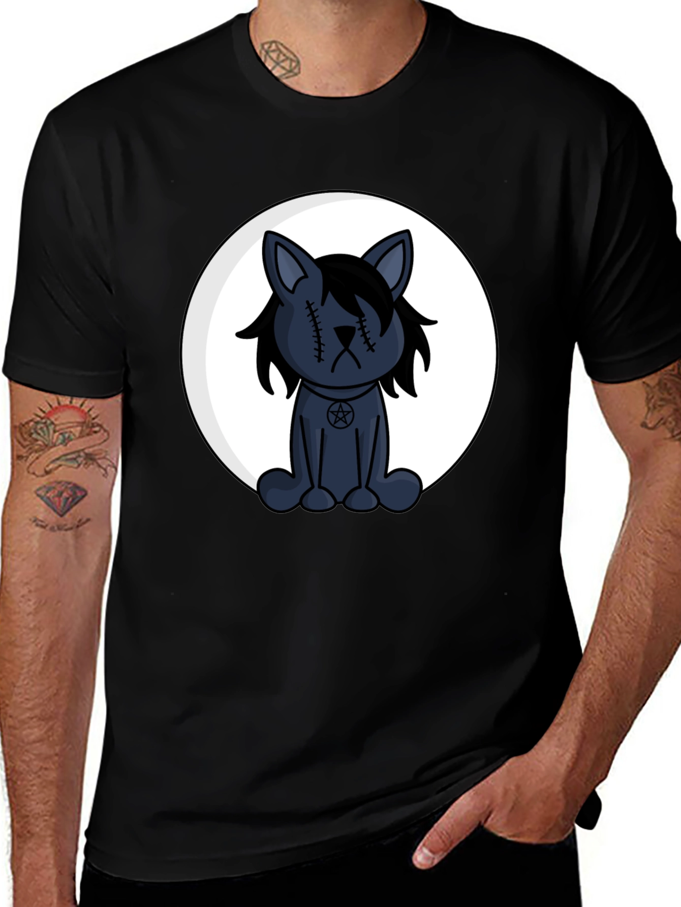 Variant 23 of Gothic Cat T-Shirt - Unisex Black Tee