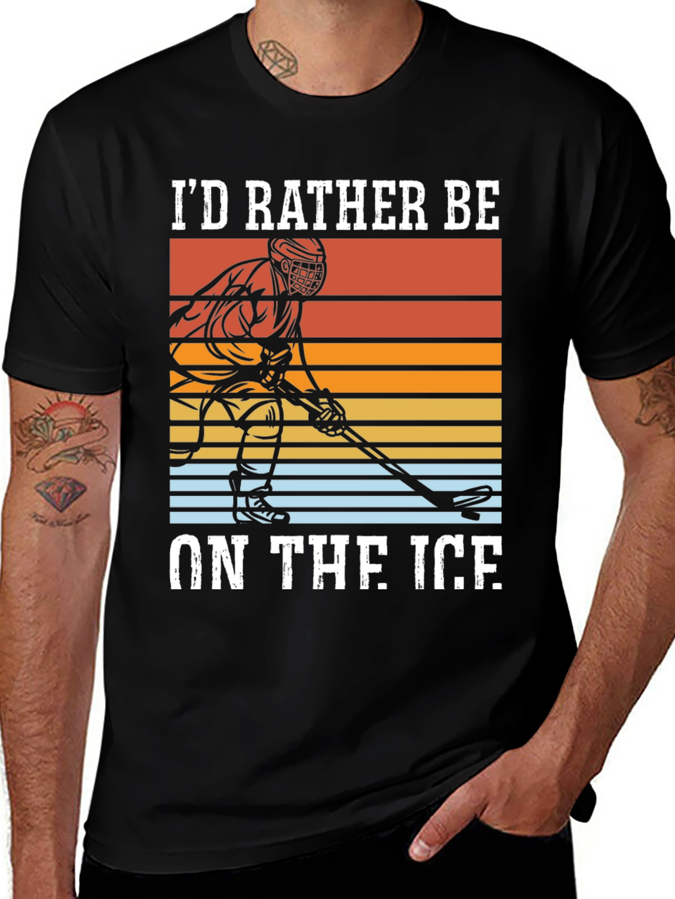 Variant 22 of I'd Rather Be On The Ice T-Shirt Hockey Player Tee