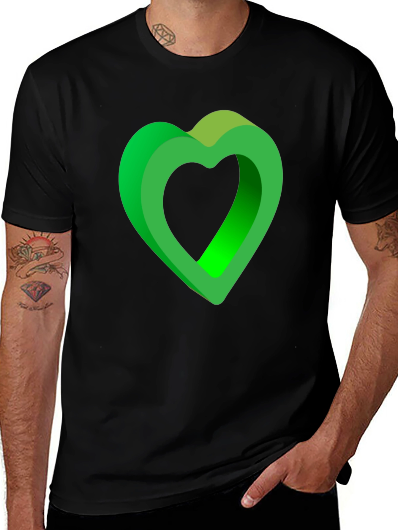 Variant 16 of Green Heart Graphic T-Shirt - Stylish Casual Wear