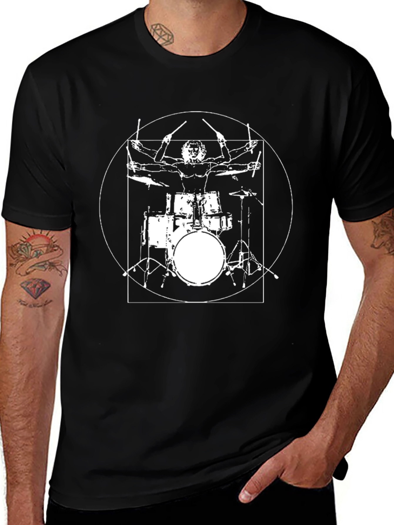 Variant 6 of Vitruvian Drummer Graphic Tee