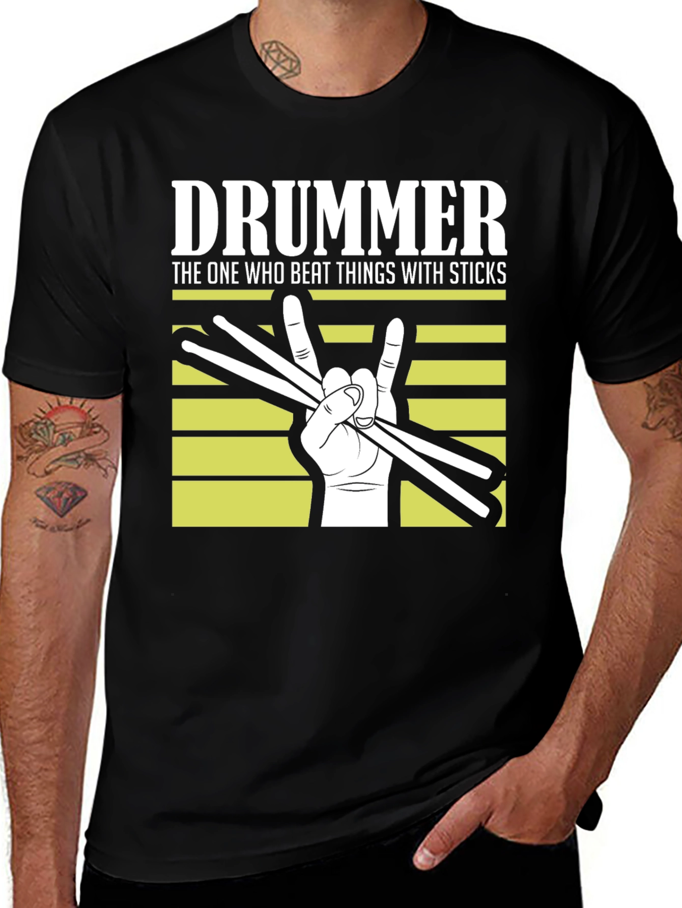 Variant 18 of Drummer T-Shirt: The One Who Beats Things With Sticks