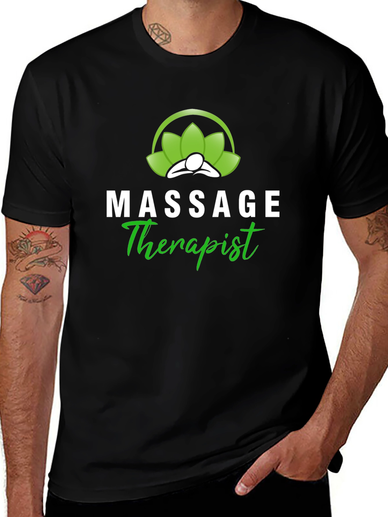 Massage Therapist T-Shirt - Black Cotton Blend
