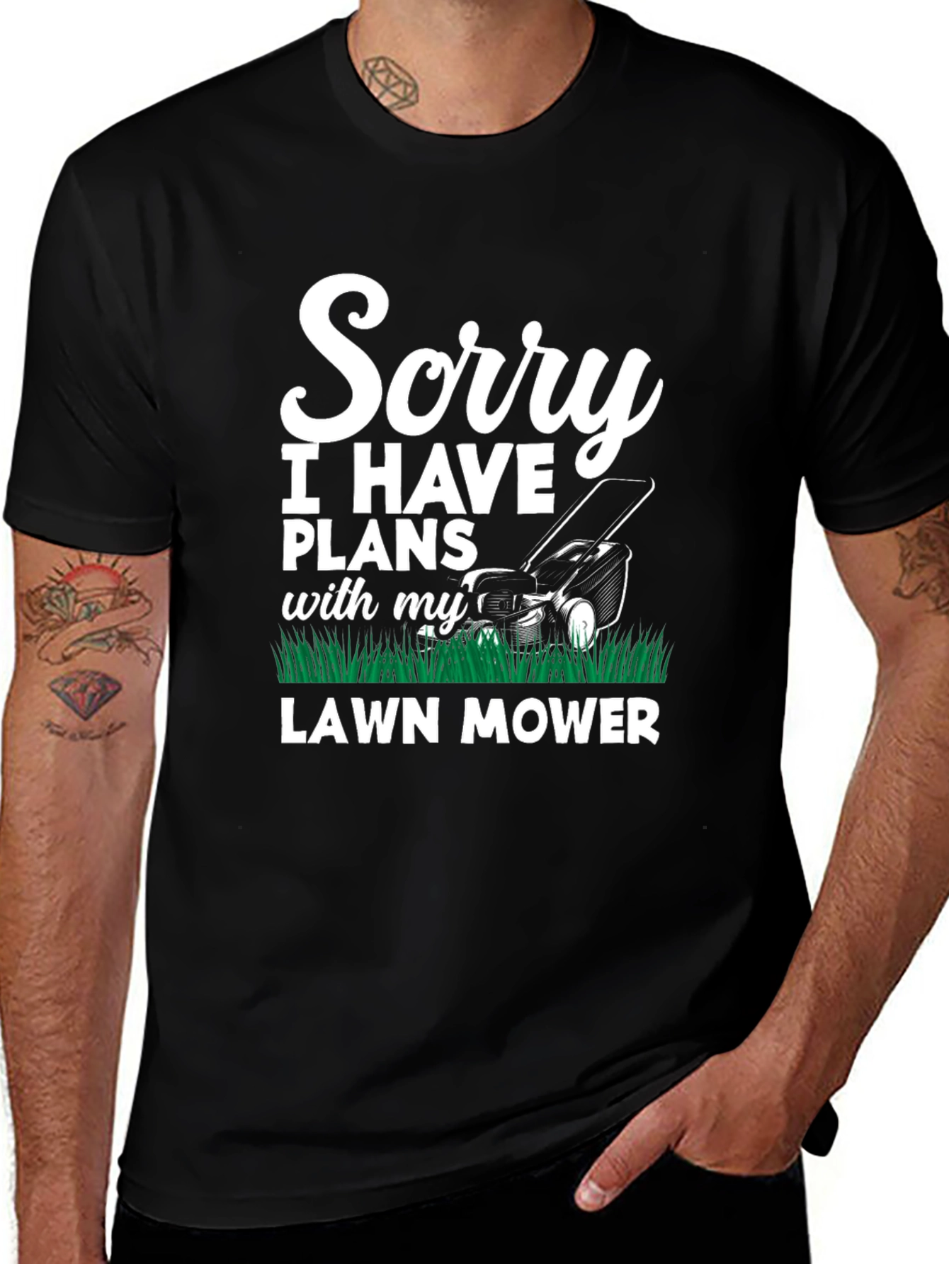 Variant 15 of Sorry, I Have Plans With My Lawn Mower Graphic T-Shirt