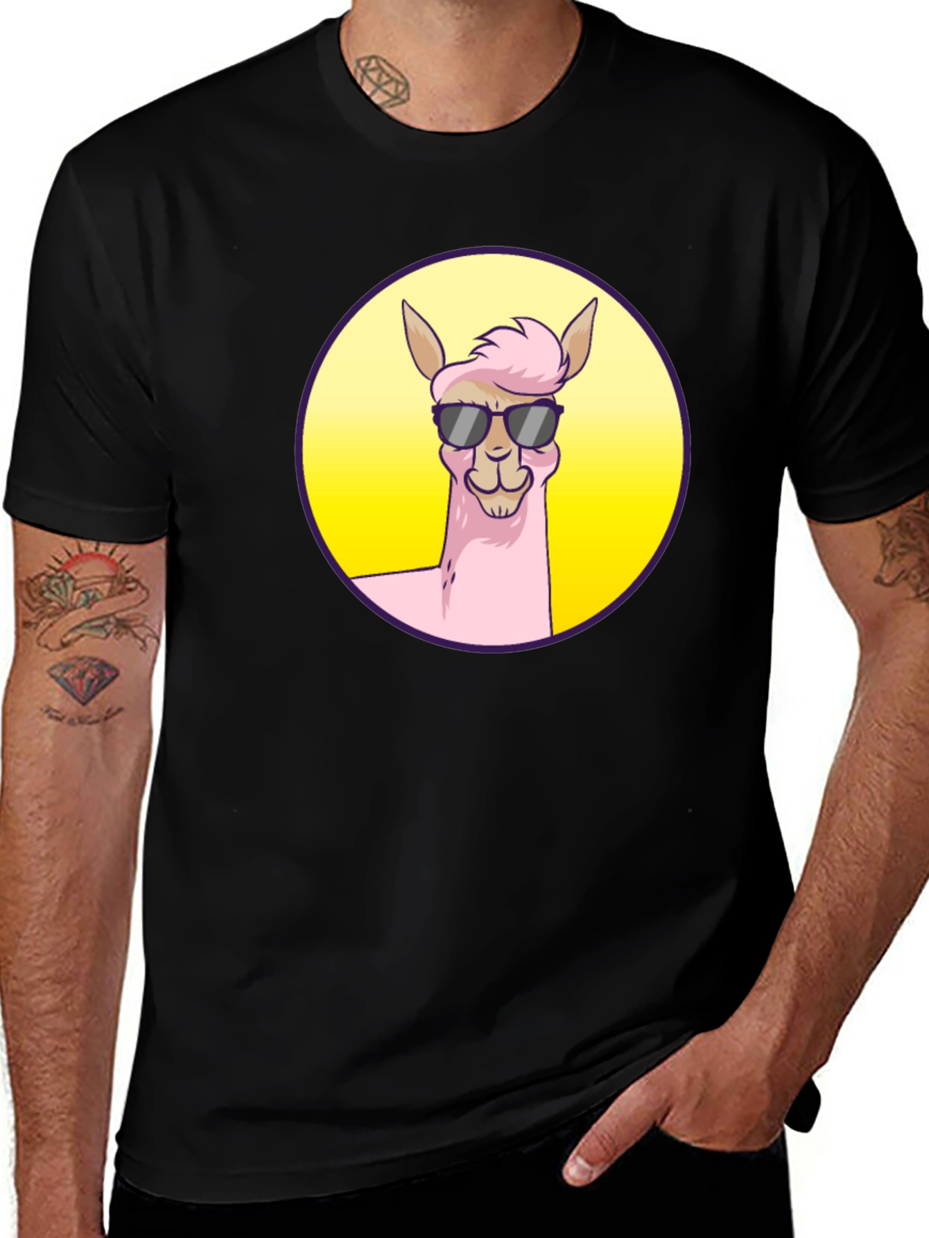 Variant 14 of Cool Llama Graphic Tee - Black Unisex T-Shirt