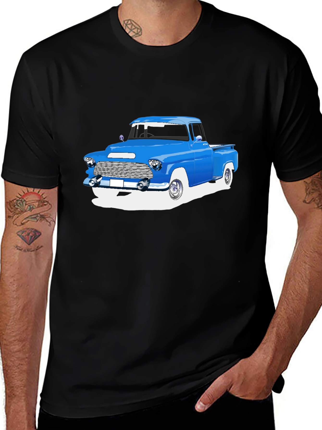 Variant 3 of Classic Blue Truck Graphic Tee - Vintage Style