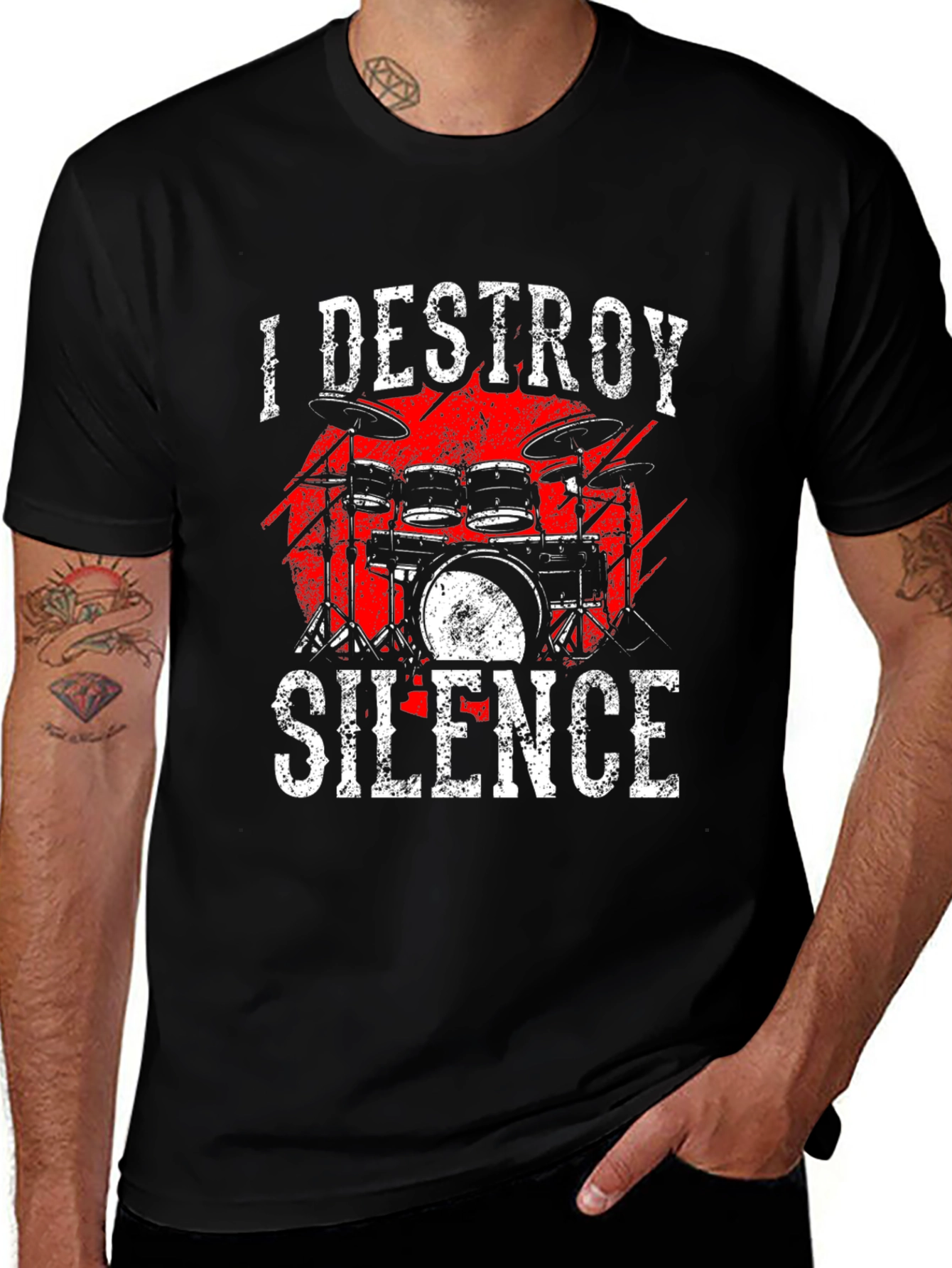 Variant 9 of I Destroy Silence Drummer Graphic Tee