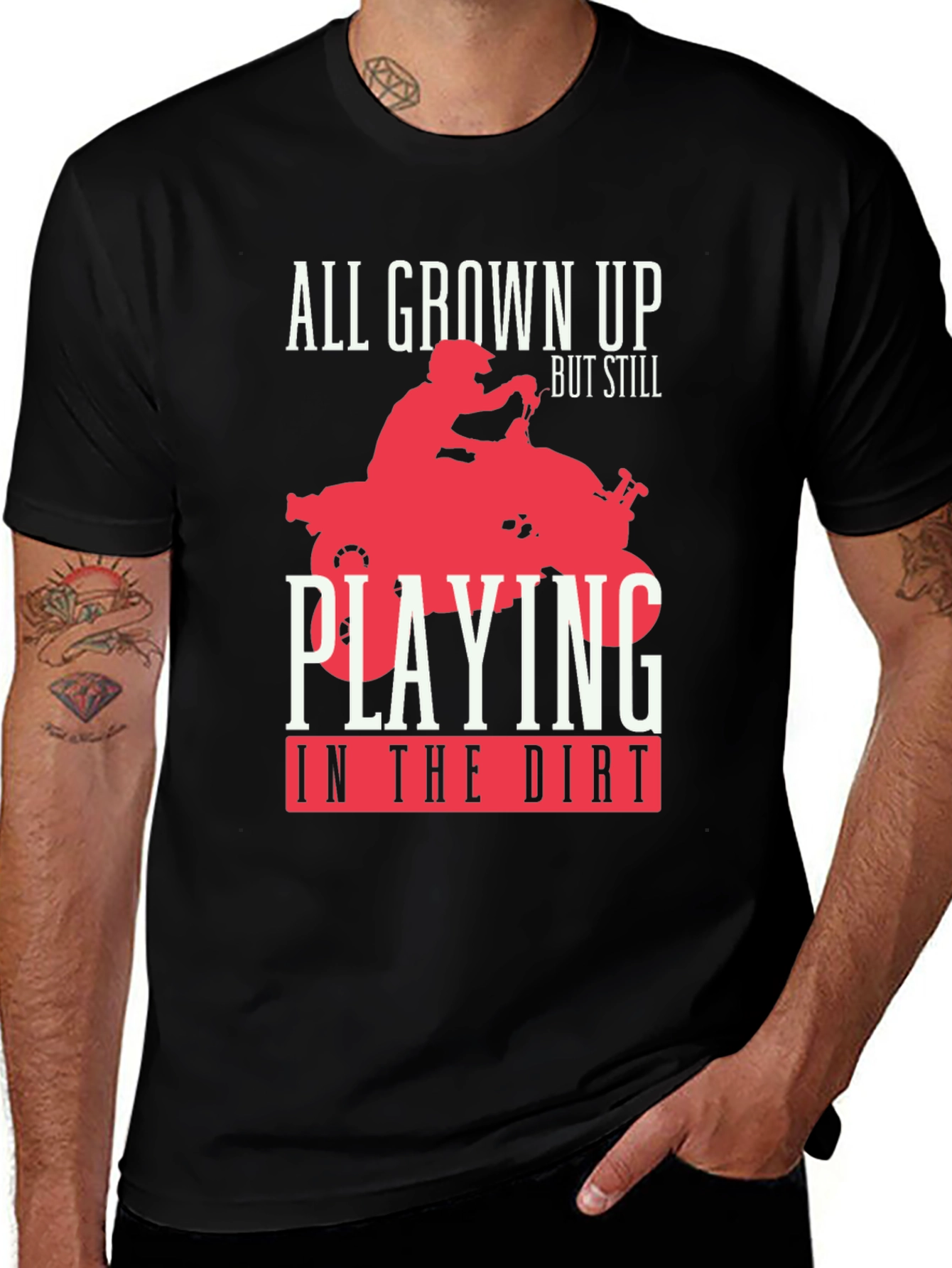Variant 29 of All Grown Up ATV Rider Graphic Tee - Black