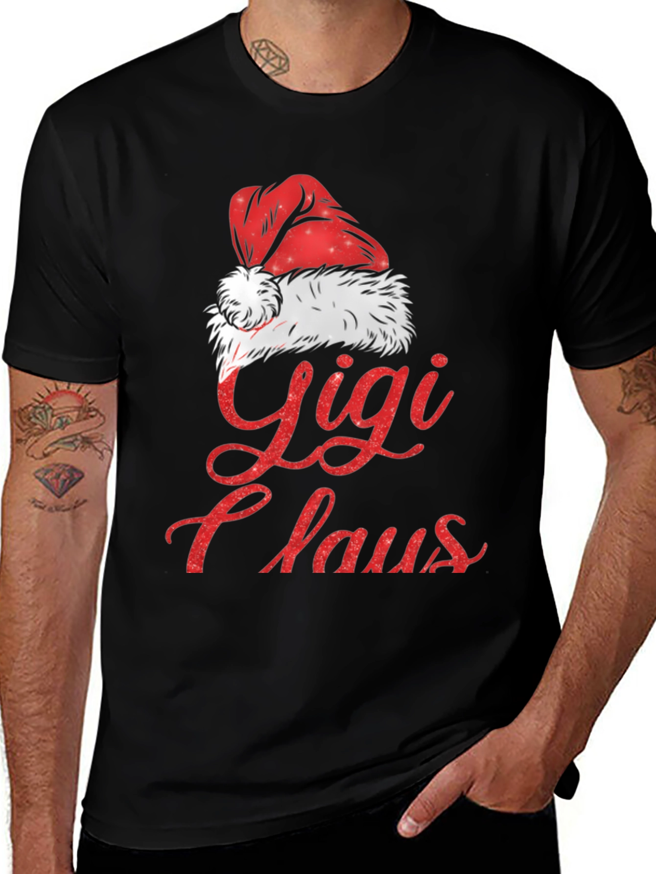 Black Gigi Claus Christmas Graphic Tee Shirt main image
