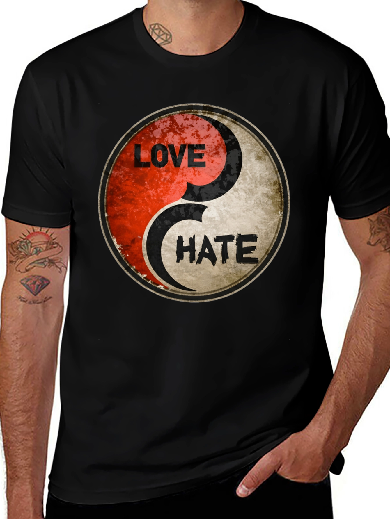 Variant 30 of Yin Yang Love Hate Graphic Tee