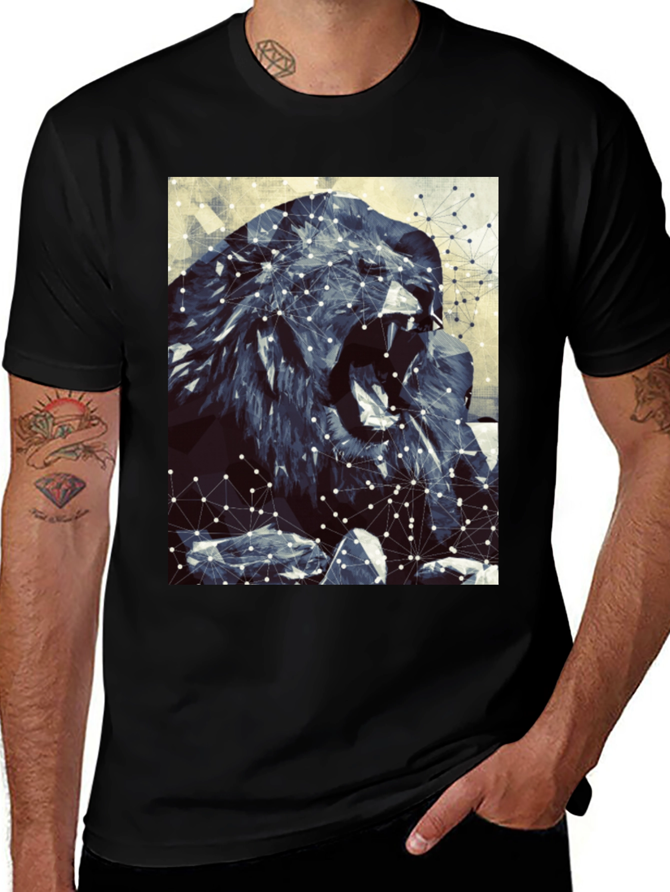 Variant 7 of Geometric Lion Graphic T-Shirt