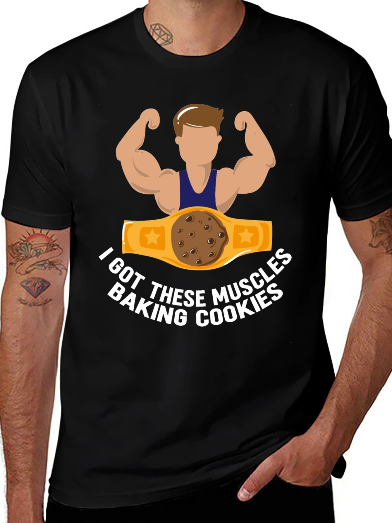 Variant 25 of Muscles Baking Cookies Graphic T-Shirt