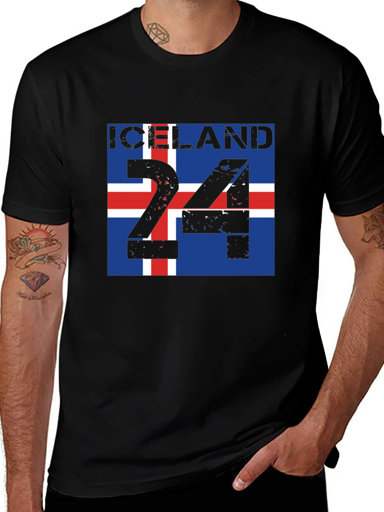 Variant 12 of Iceland Flag 24 T-Shirt - Black