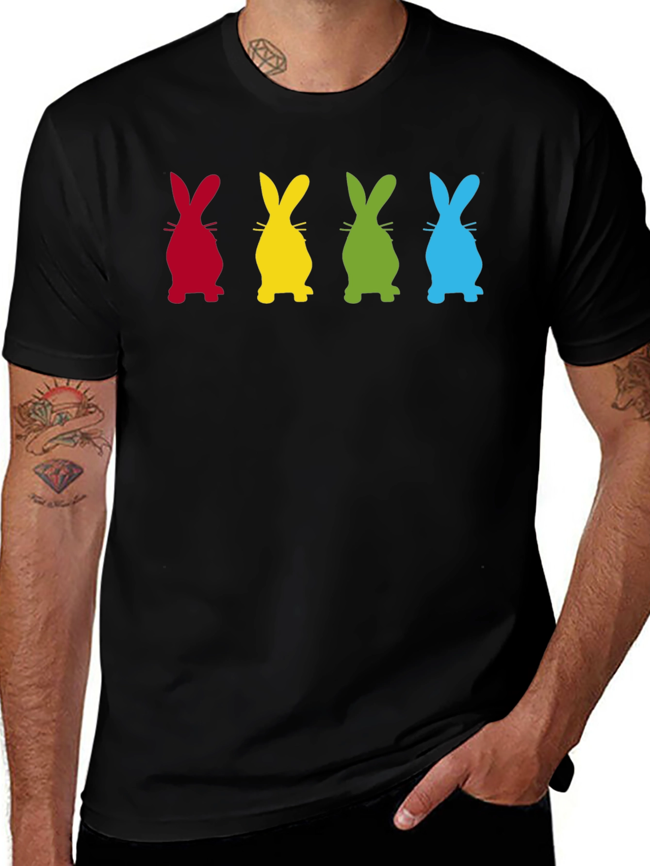 Variant 20 of Colorful Bunny Silhouette Graphic Tee