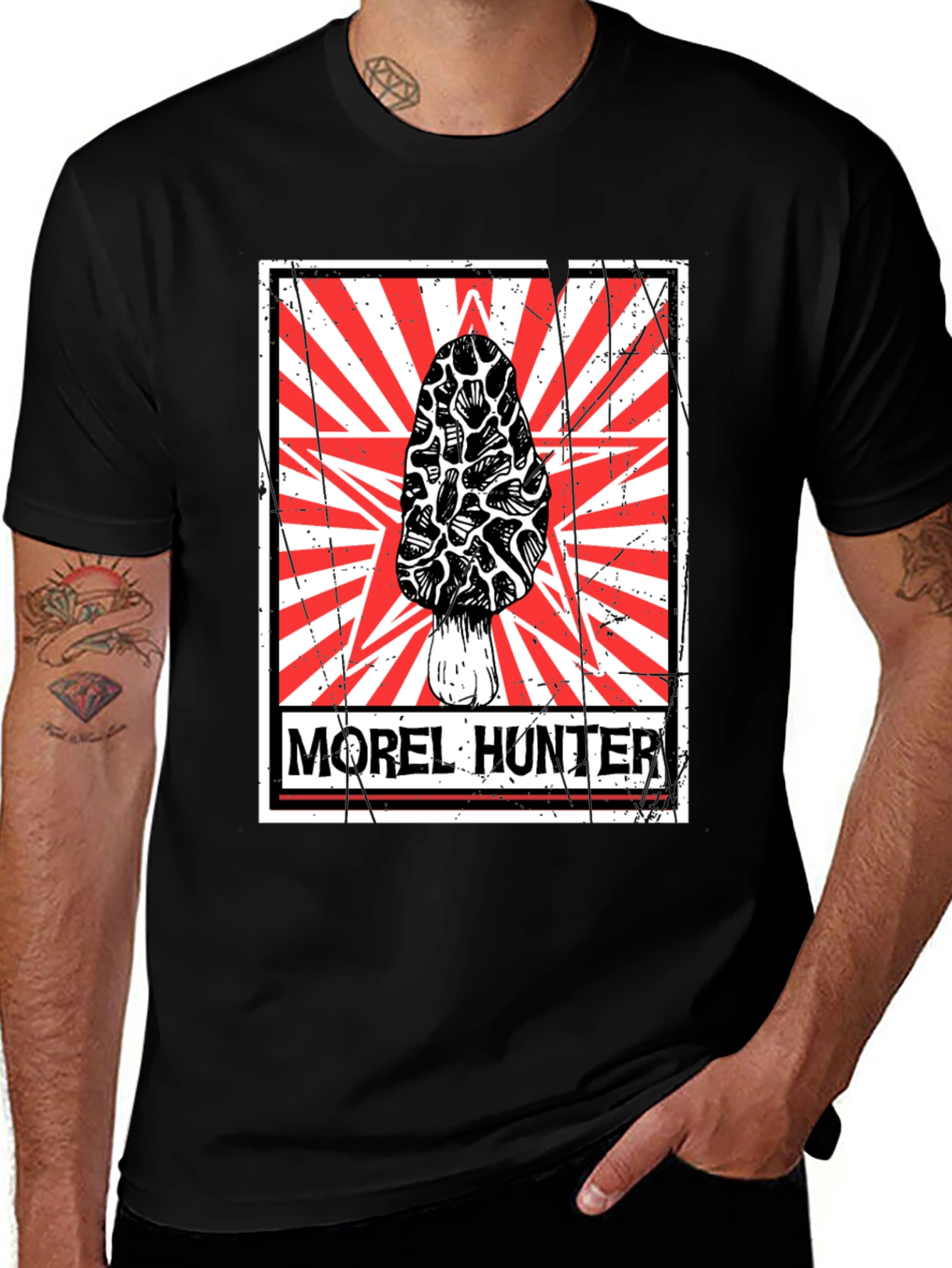 Morel Hunter Graphic T-Shirt - Black Cotton Tee