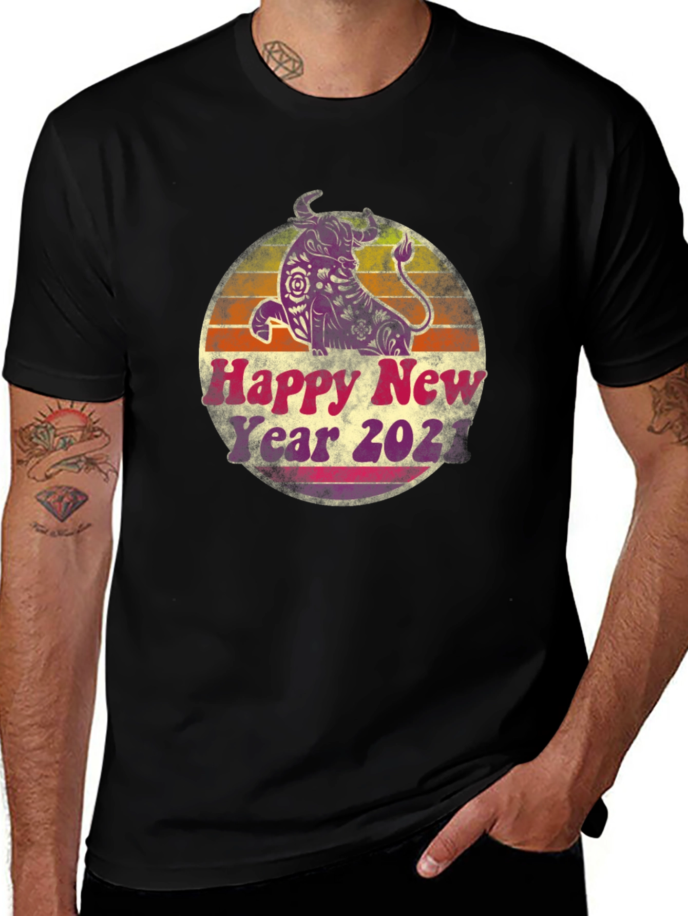 Variant 15 of Happy New Year 2021 Bull T-Shirt