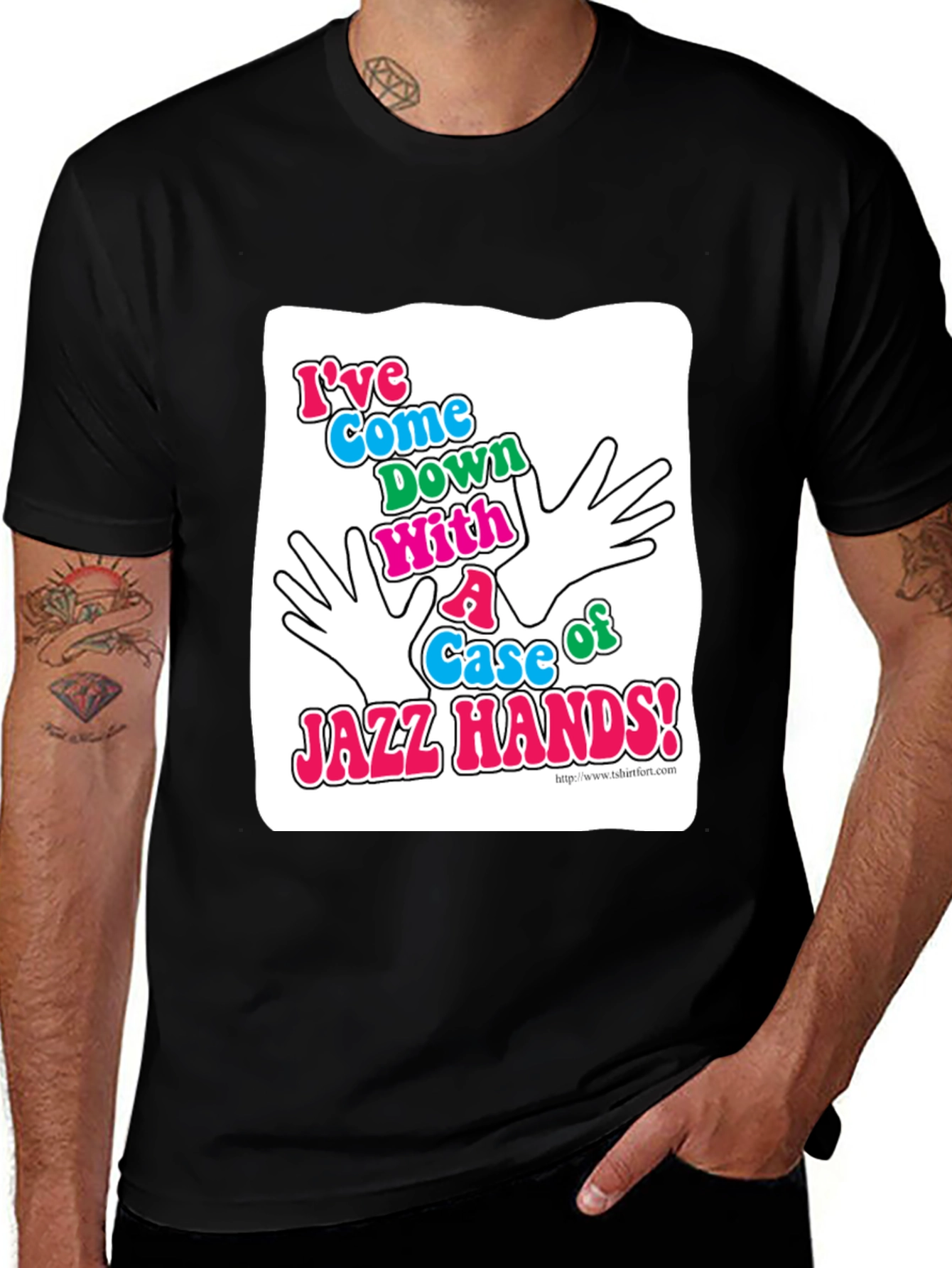 Black Jazz Hands Graphic T-Shirt - Black Cotton Tee main image