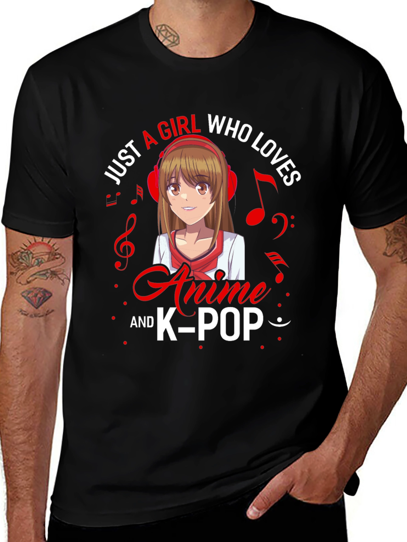 Black Anime and K-Pop Lover T-Shirt - Unique Design! main image