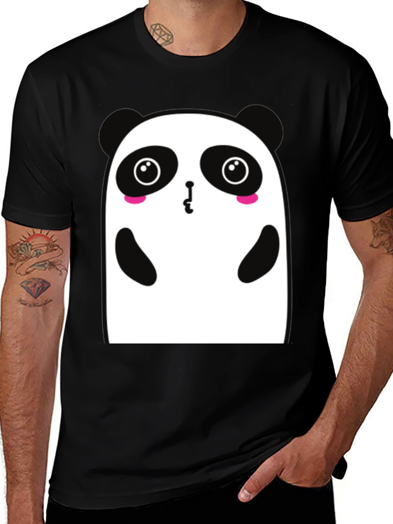 Variant 30 of Kawaii Panda Black Crew Neck T-Shirt