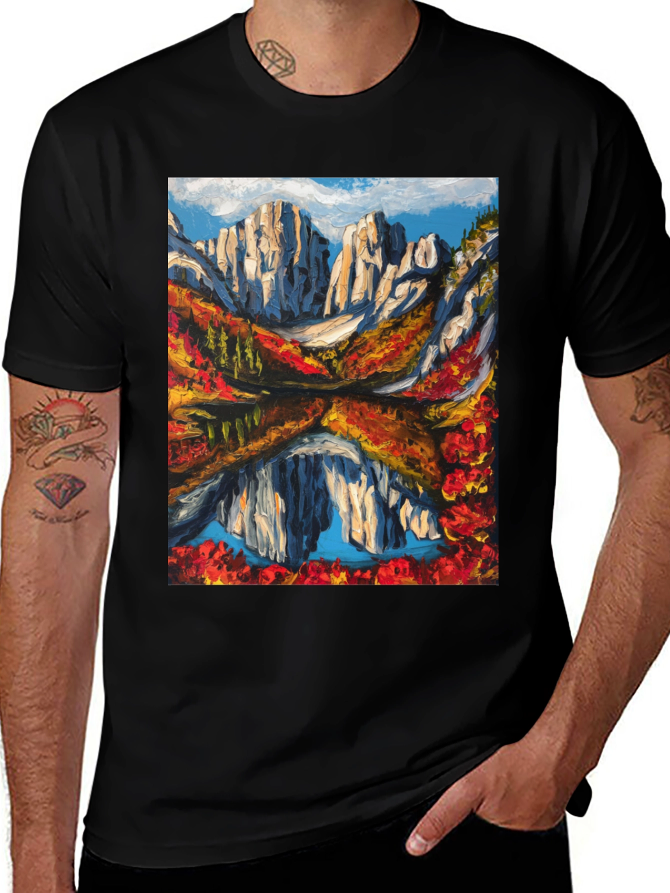 Variant 9 of Mountain Reflection Graphic Tee - Black