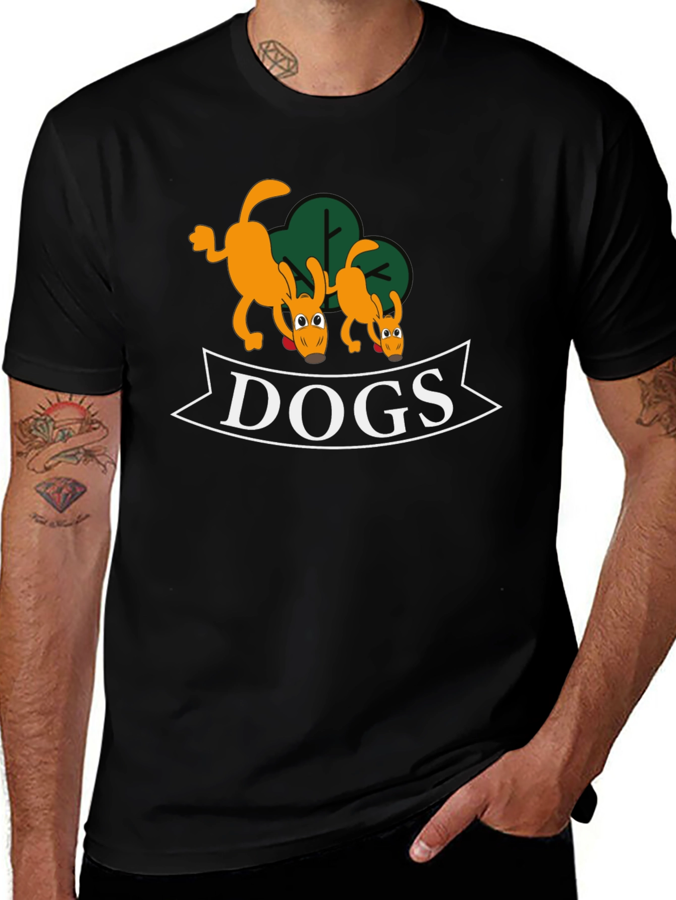Cartoon Dog Graphic Black T-Shirt