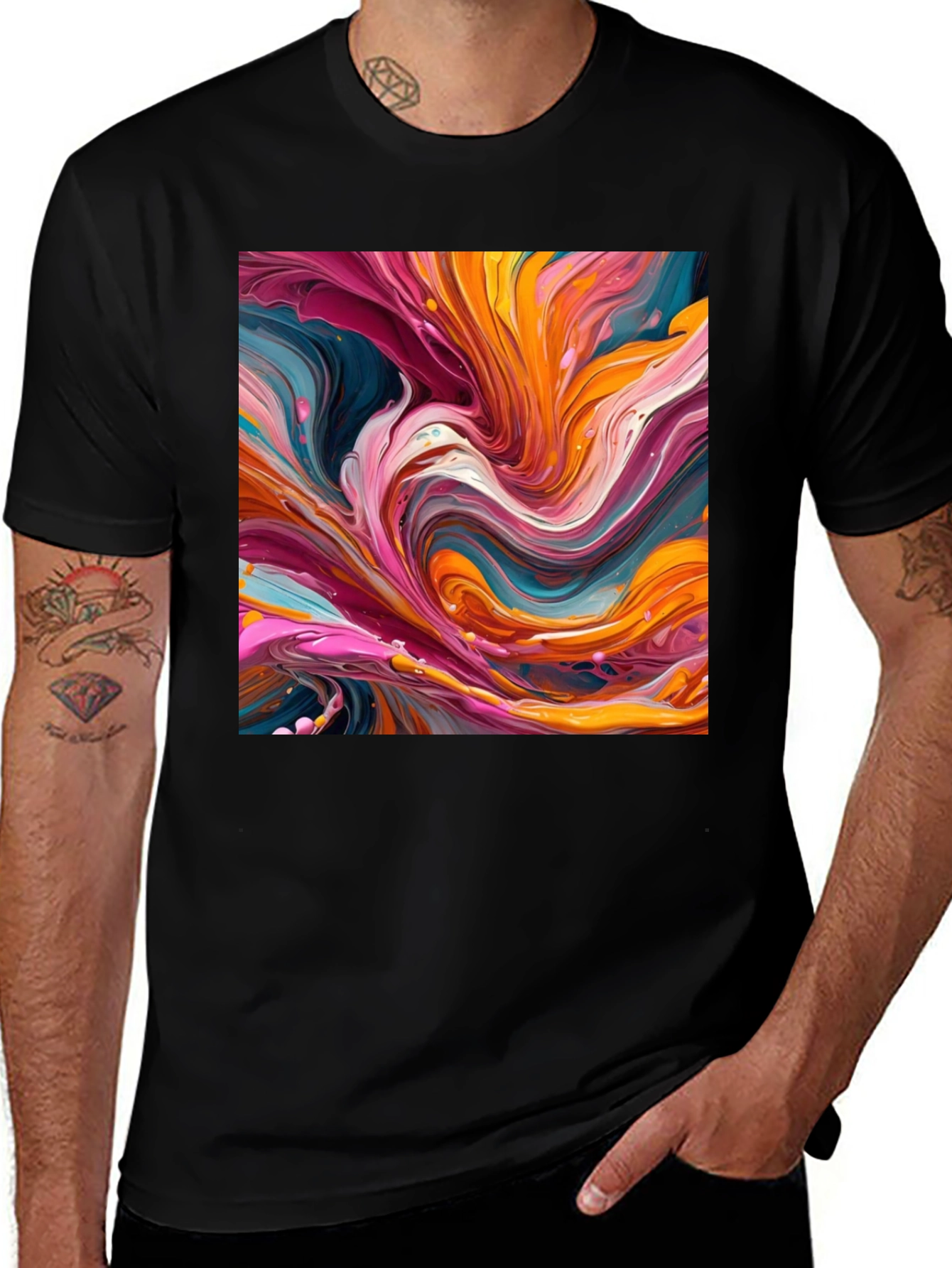 Abstract Swirl Art Black T-Shirt