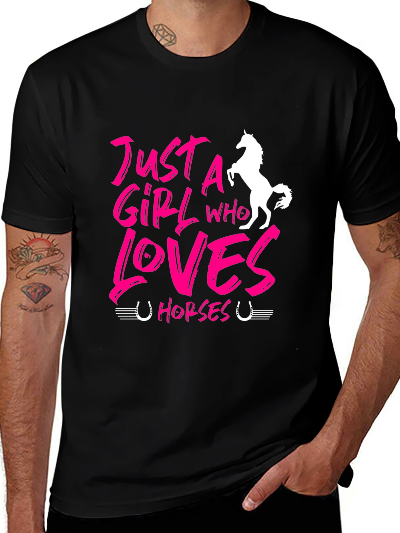 Just A Girl Who Loves Horses Black T-Shirt