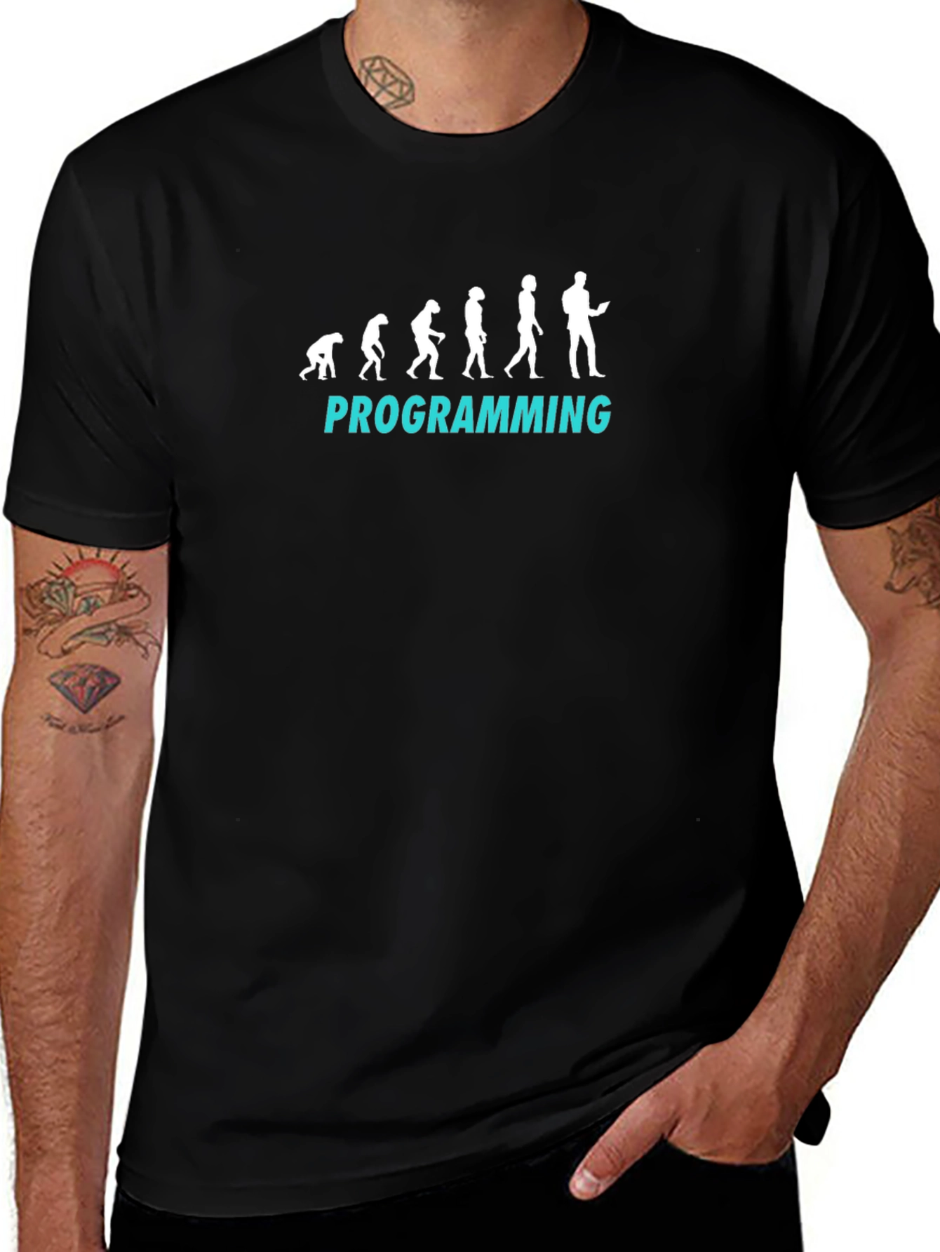 Variant 12 of Programming Evolution Graphic Tee - Black Cotton T-Shirt
