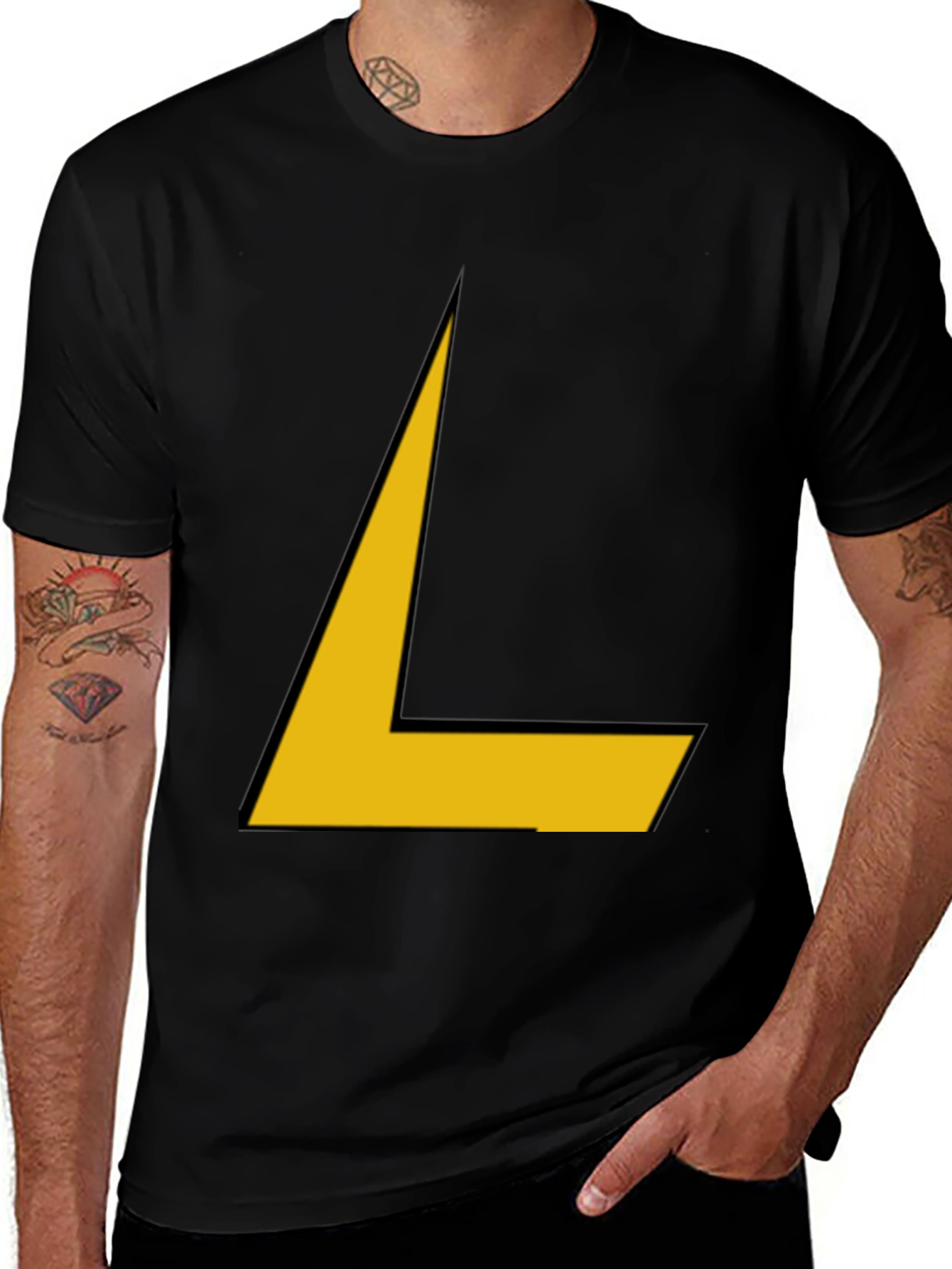 Variant 16 of Geometric L Shape Graphic Tee - Bold Black Shirt