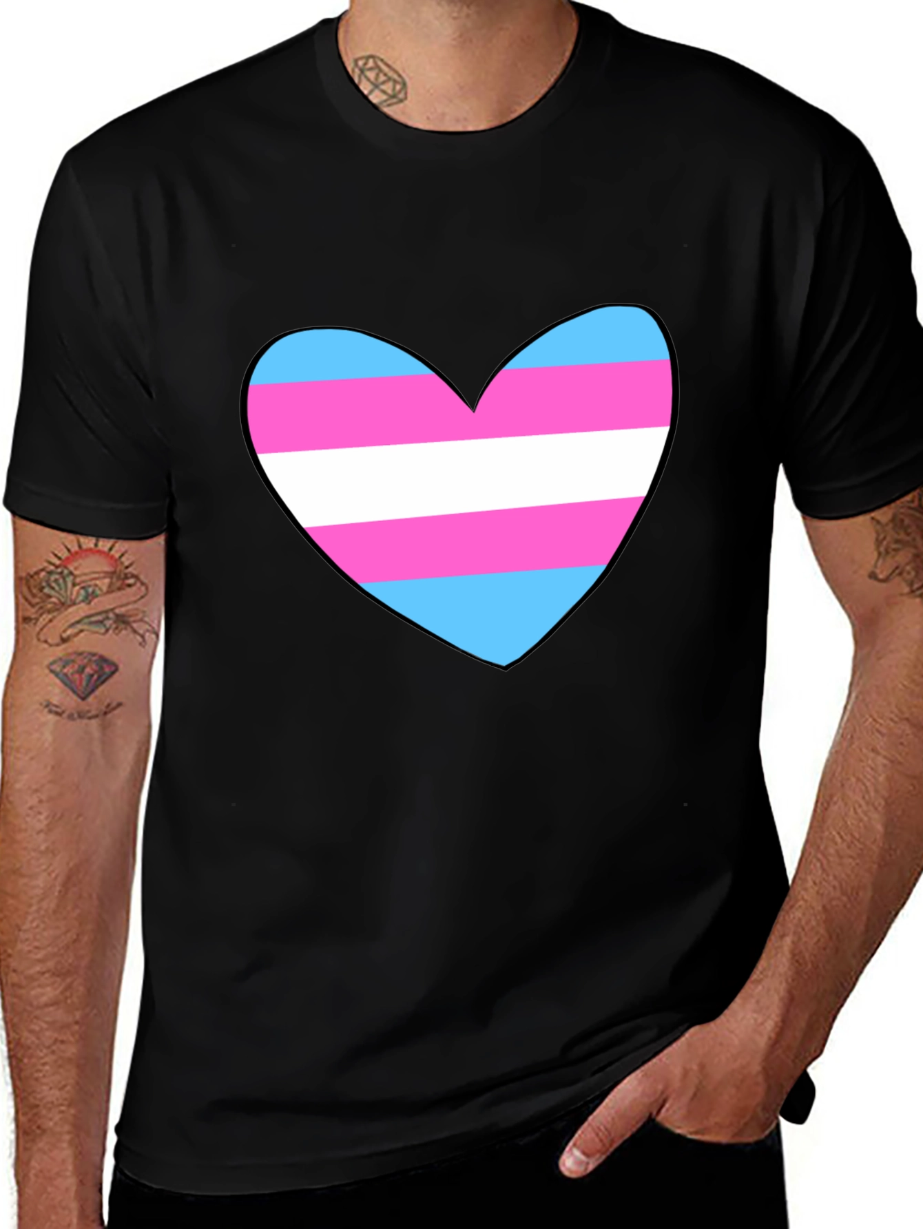 Variant 30 of Transgender Pride Heart Graphic Tee - Black Unisex Shirt