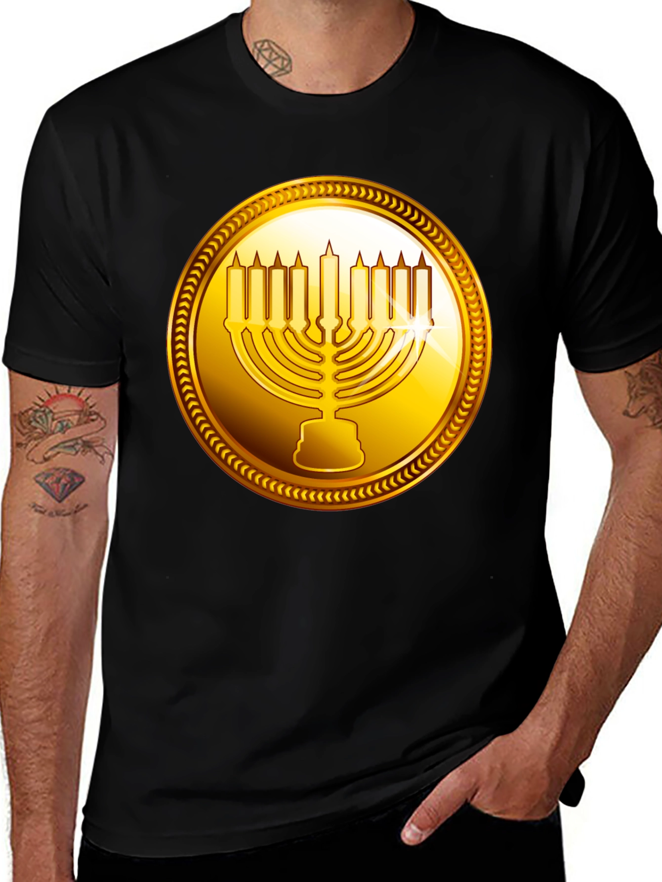 Gold Menorah Graphic Tee