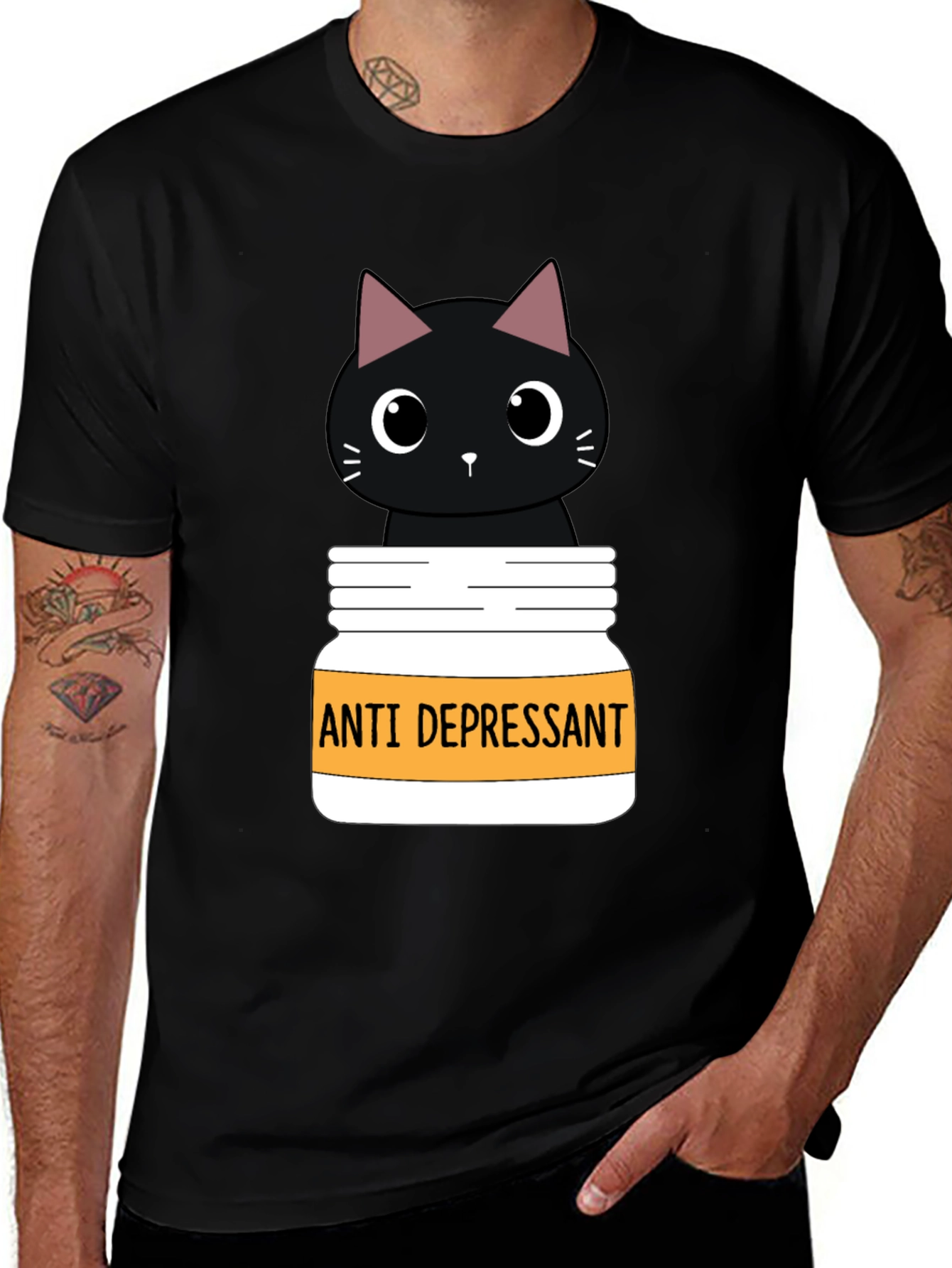 Variant 23 of Anti Depressant Cat T-Shirt, Funny Graphic Tee