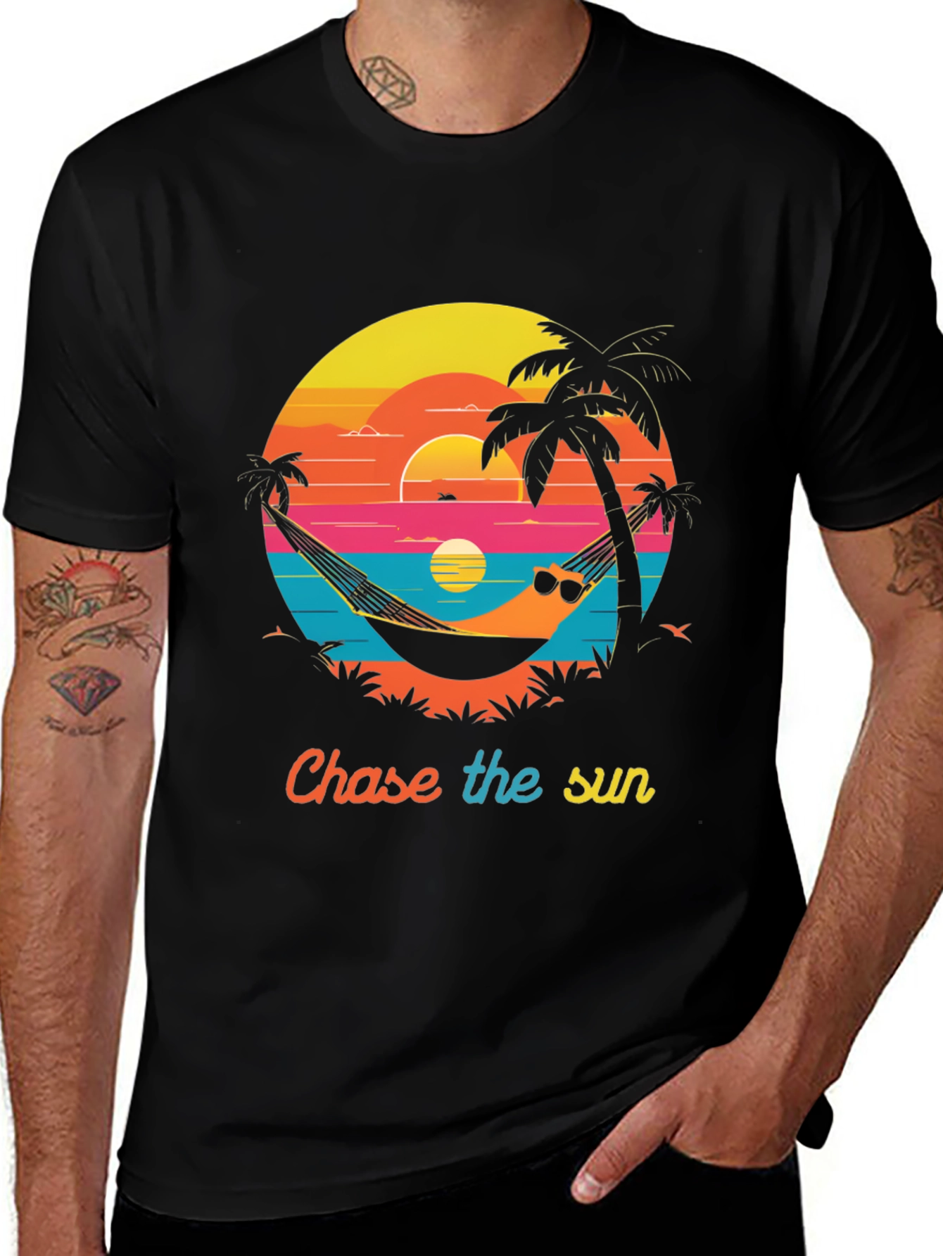 Variant 17 of Chase the Sun Graphic Tee - Beach Hammock
