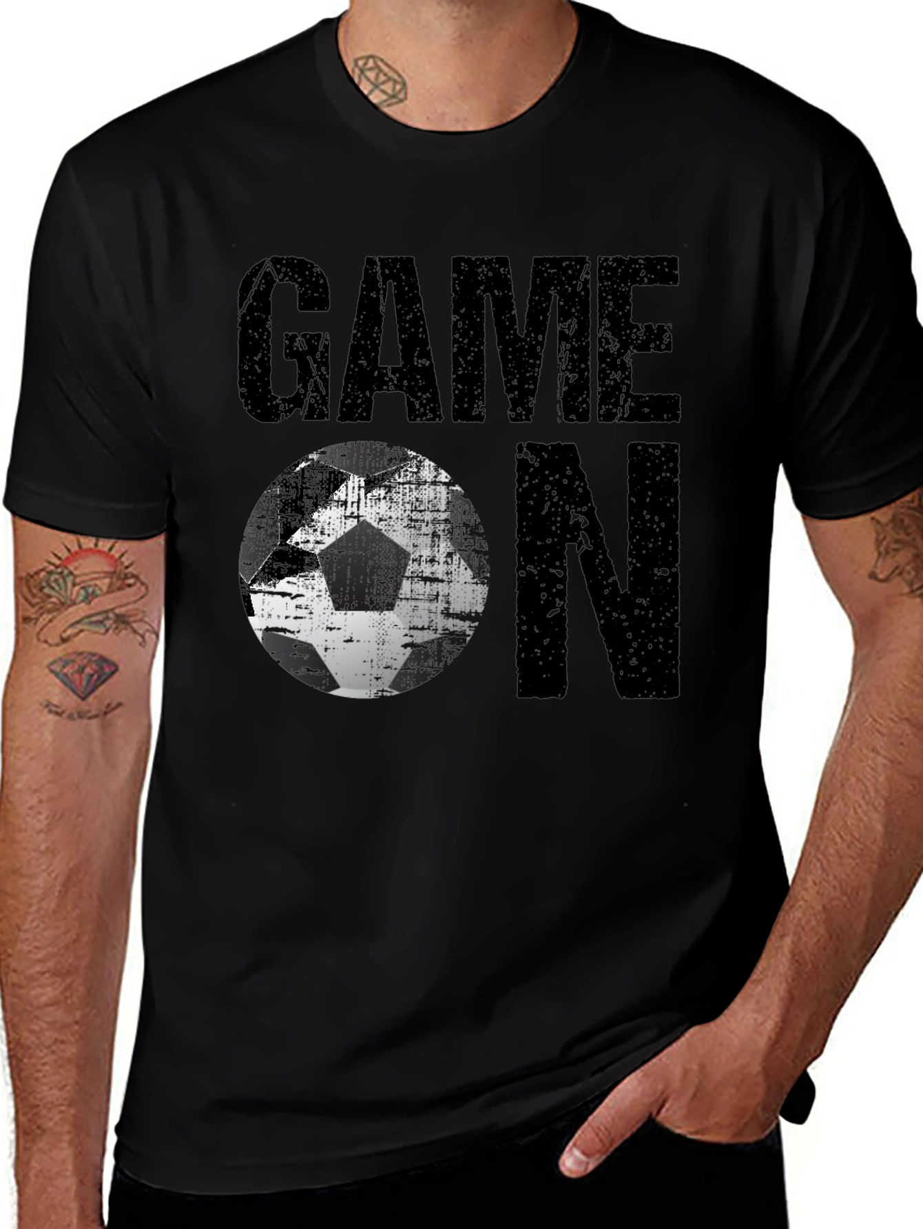 Variant 21 of Game On Soccer Graphic Tee - Men's Black T-Shirt