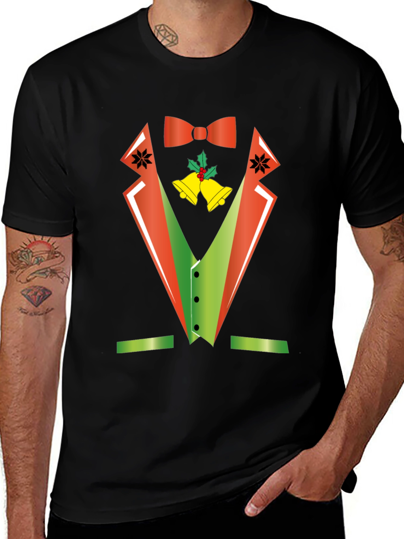 Festive Christmas Tuxedo T-Shirt 