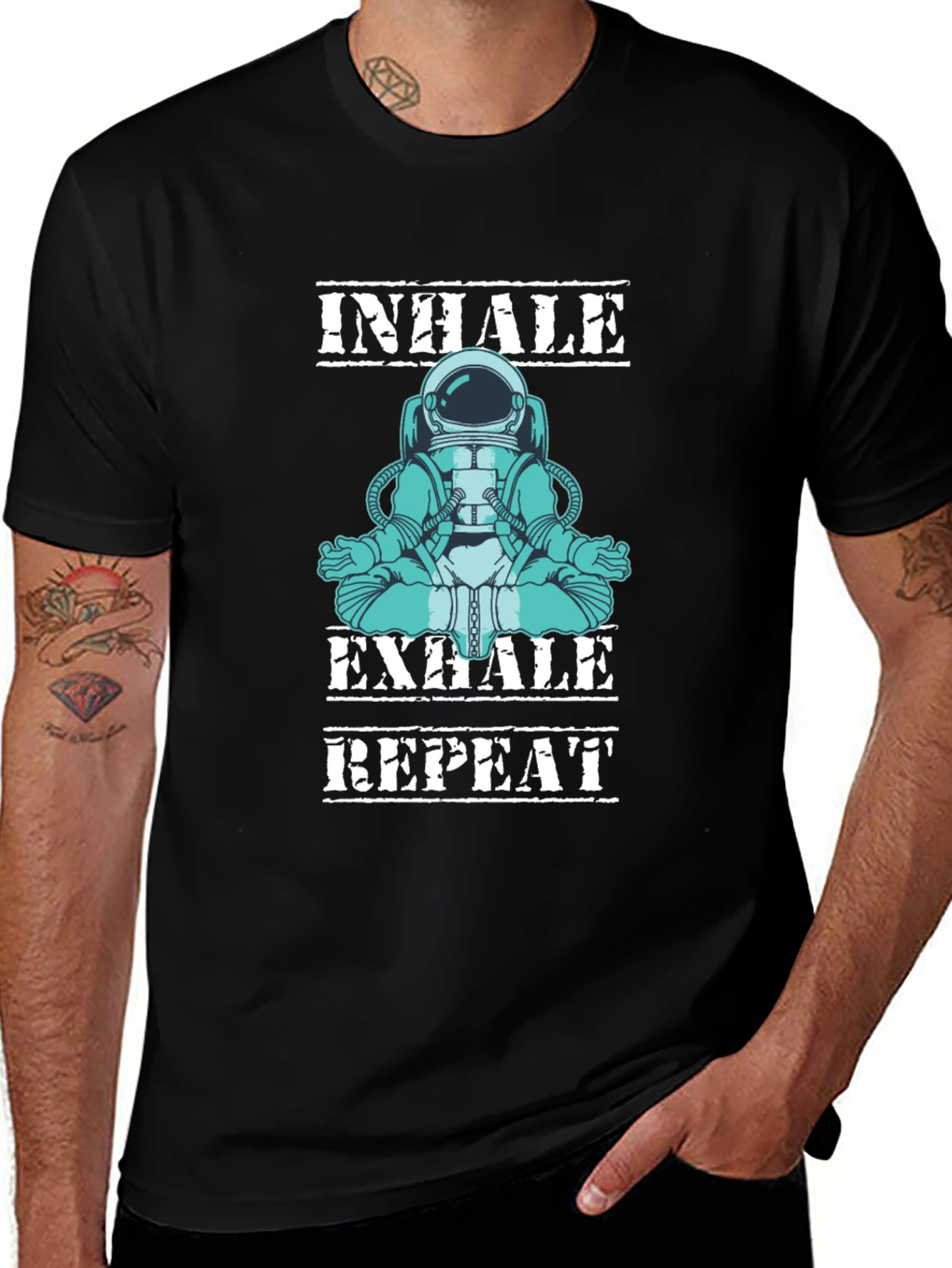 Variant 25 of Meditating Astronaut T-Shirt - Inhale Exhale Repeat